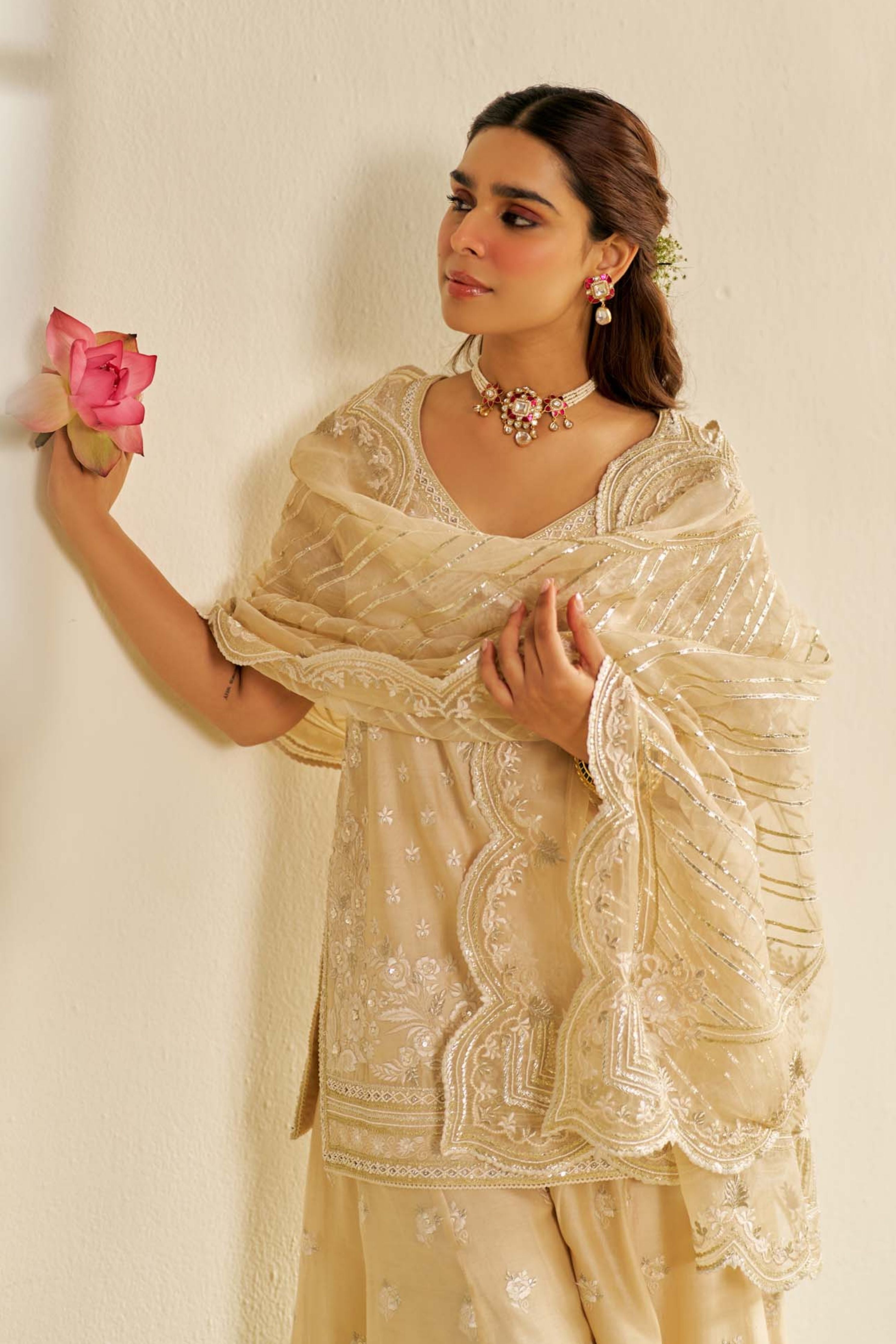 Sameeha Short Kurta Sharara Set with Dupatta