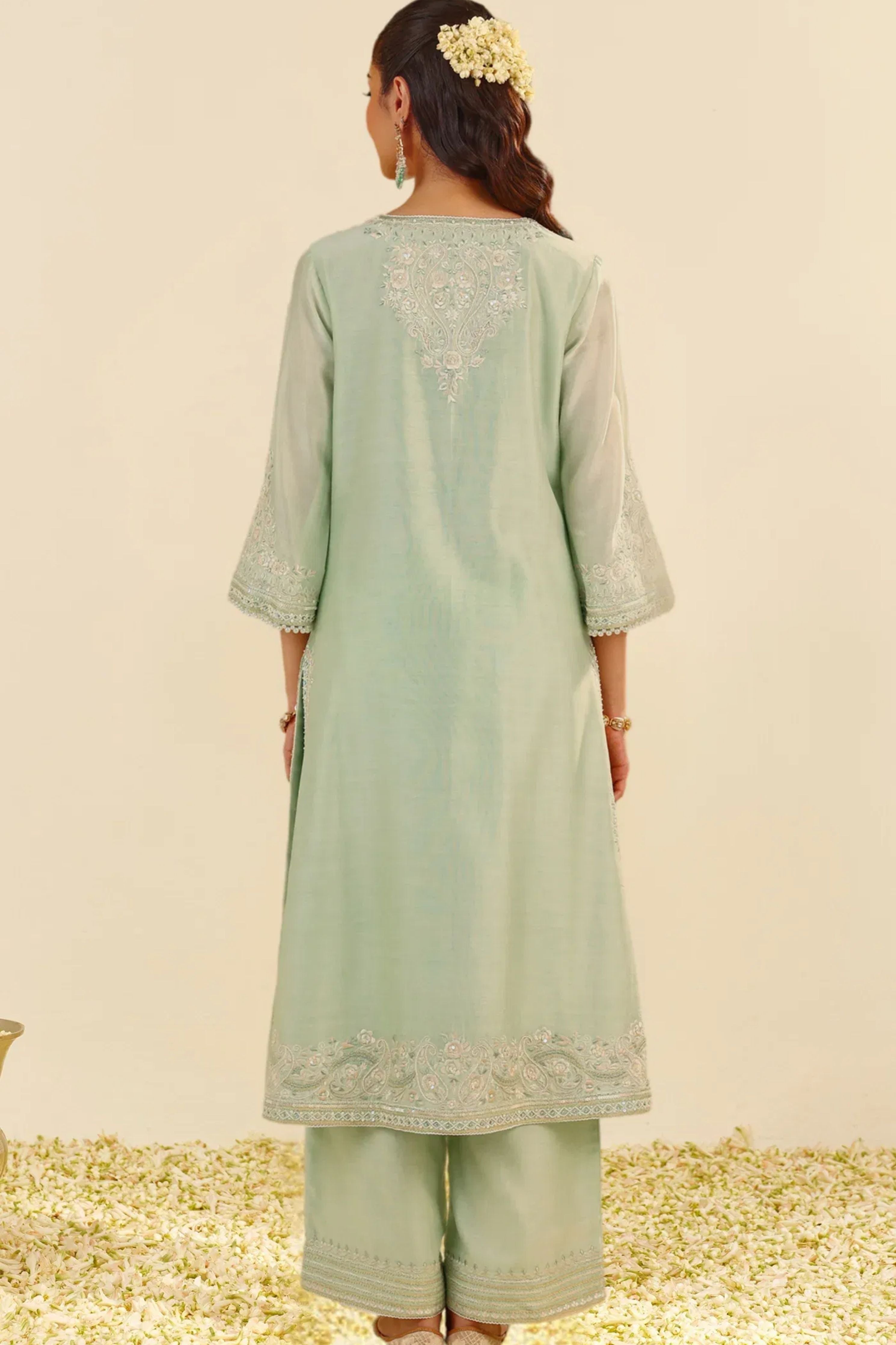 Sereen A-Line Mint Green Kurta Set