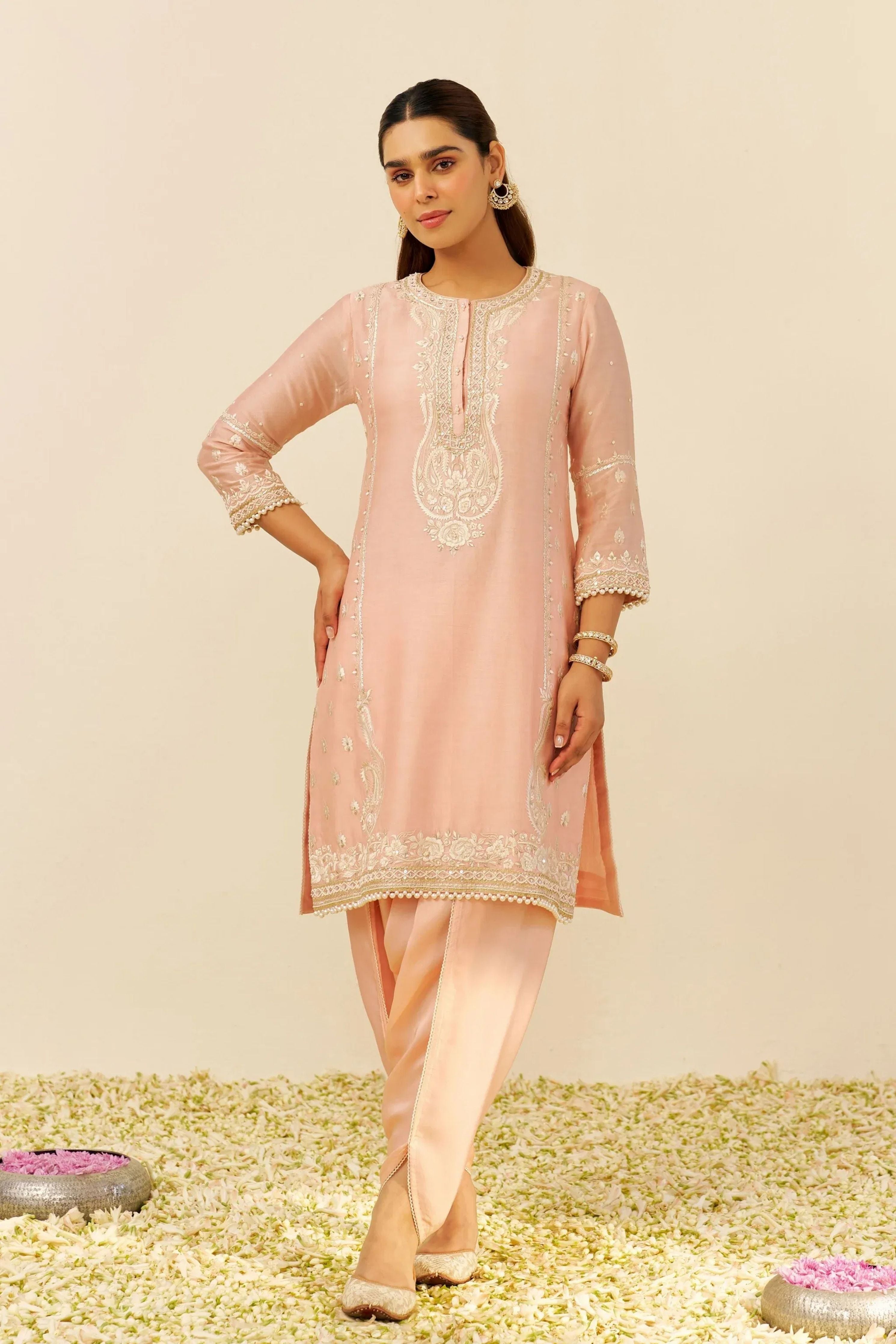 Zahra Short Off Rose Kurta Set