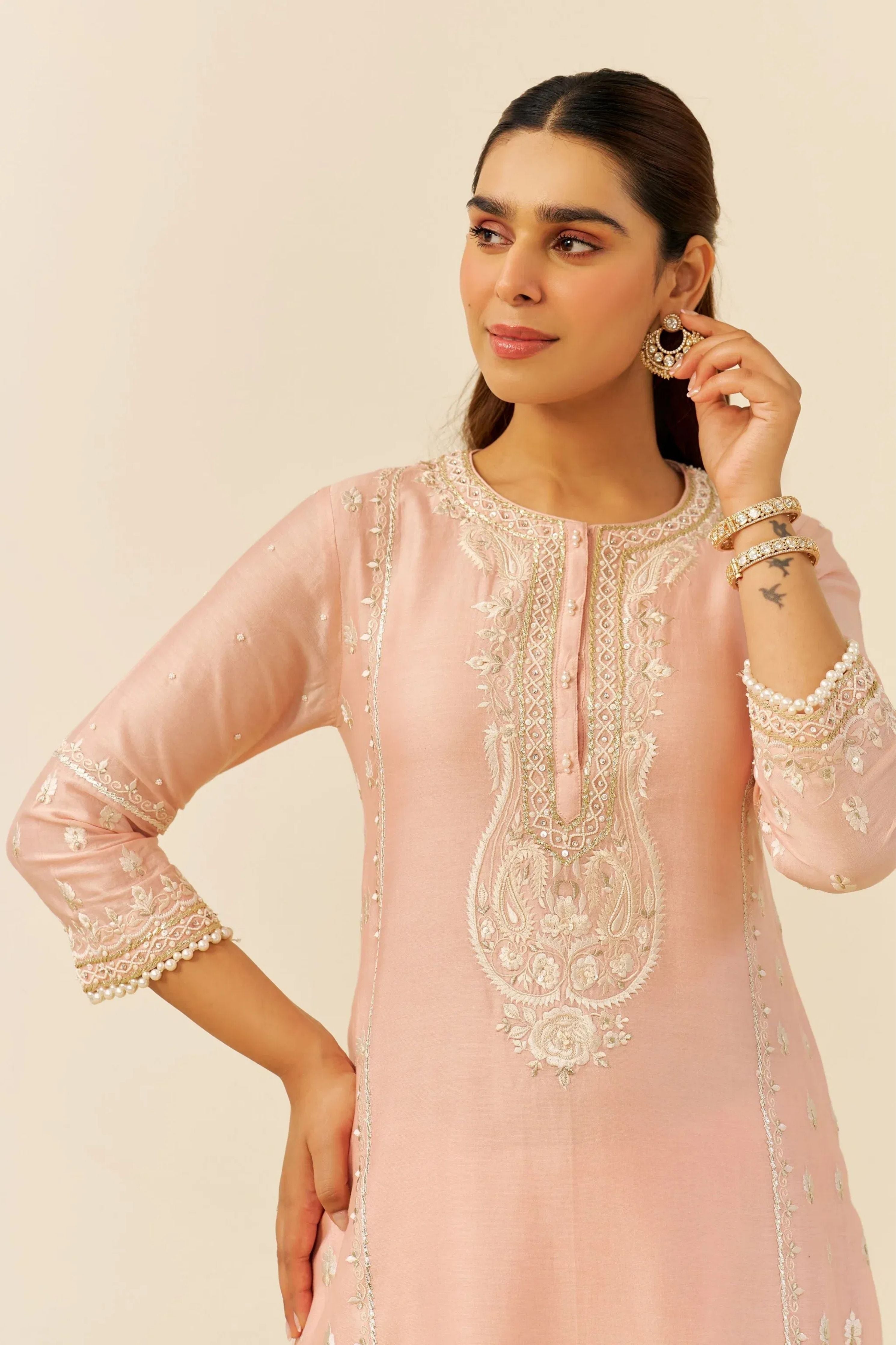 Zahra Short Off Rose Kurta Set