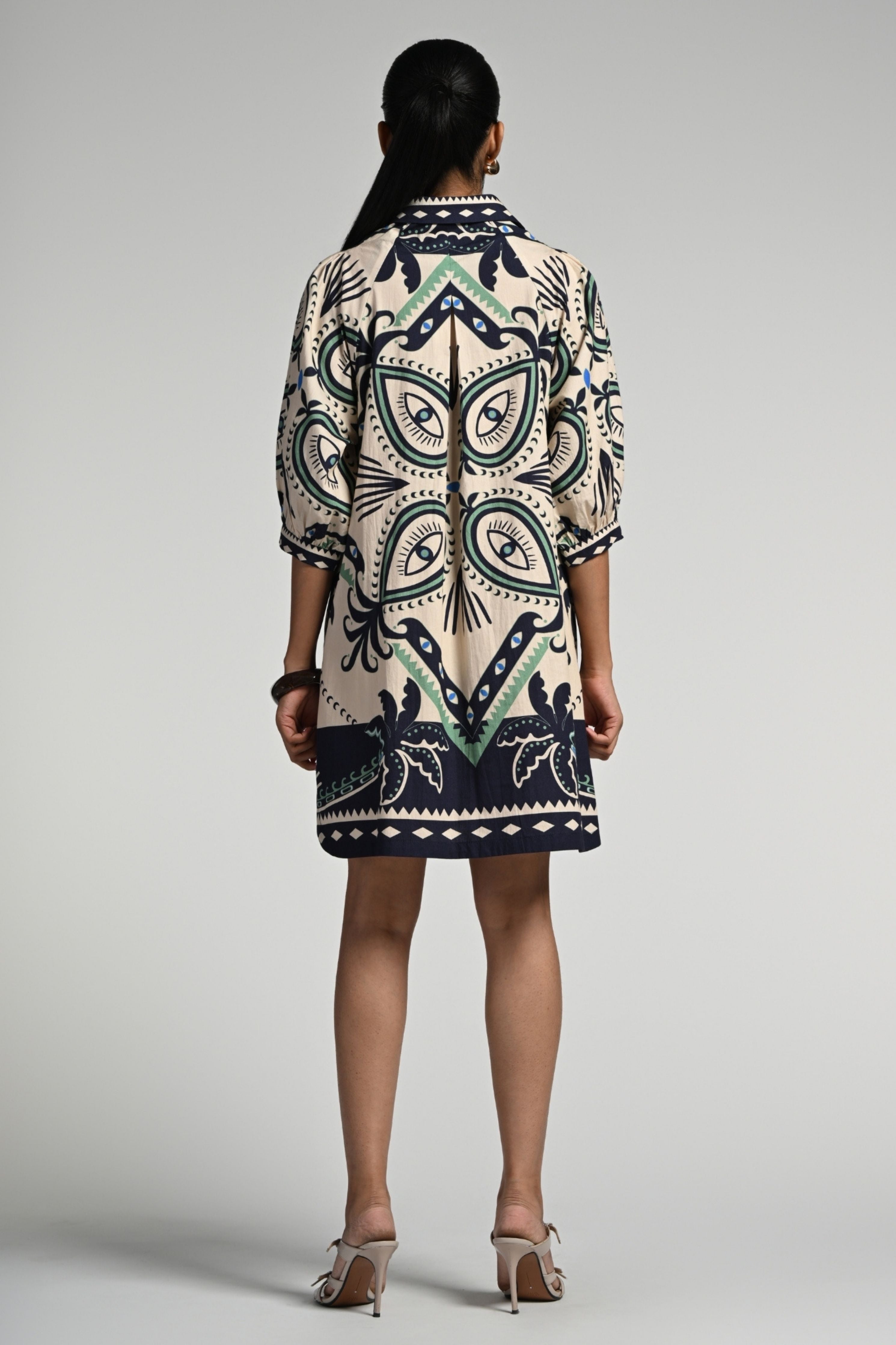 Geo Palms Cotton Dress