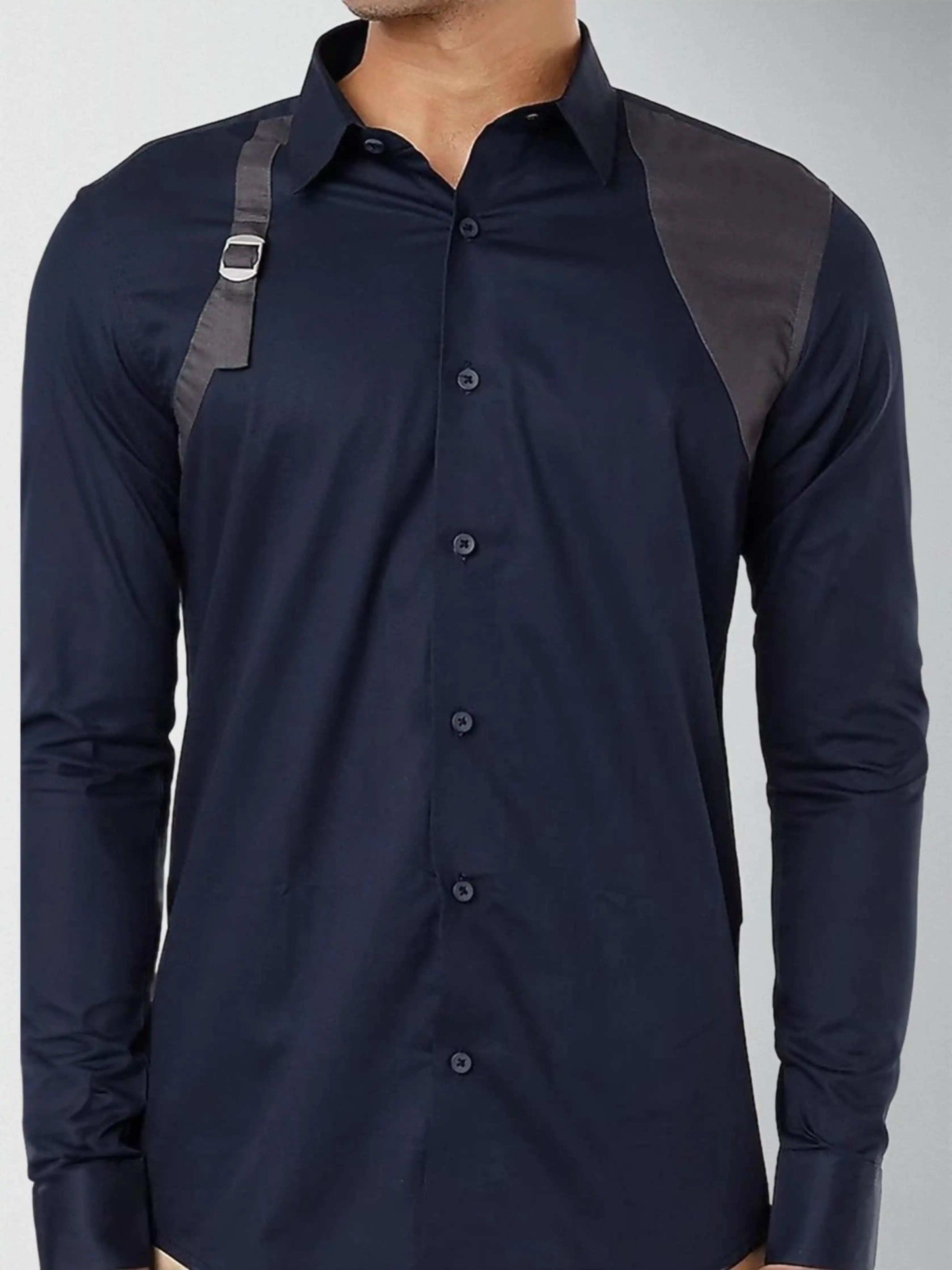 Panel Party Wear Navy Shirt