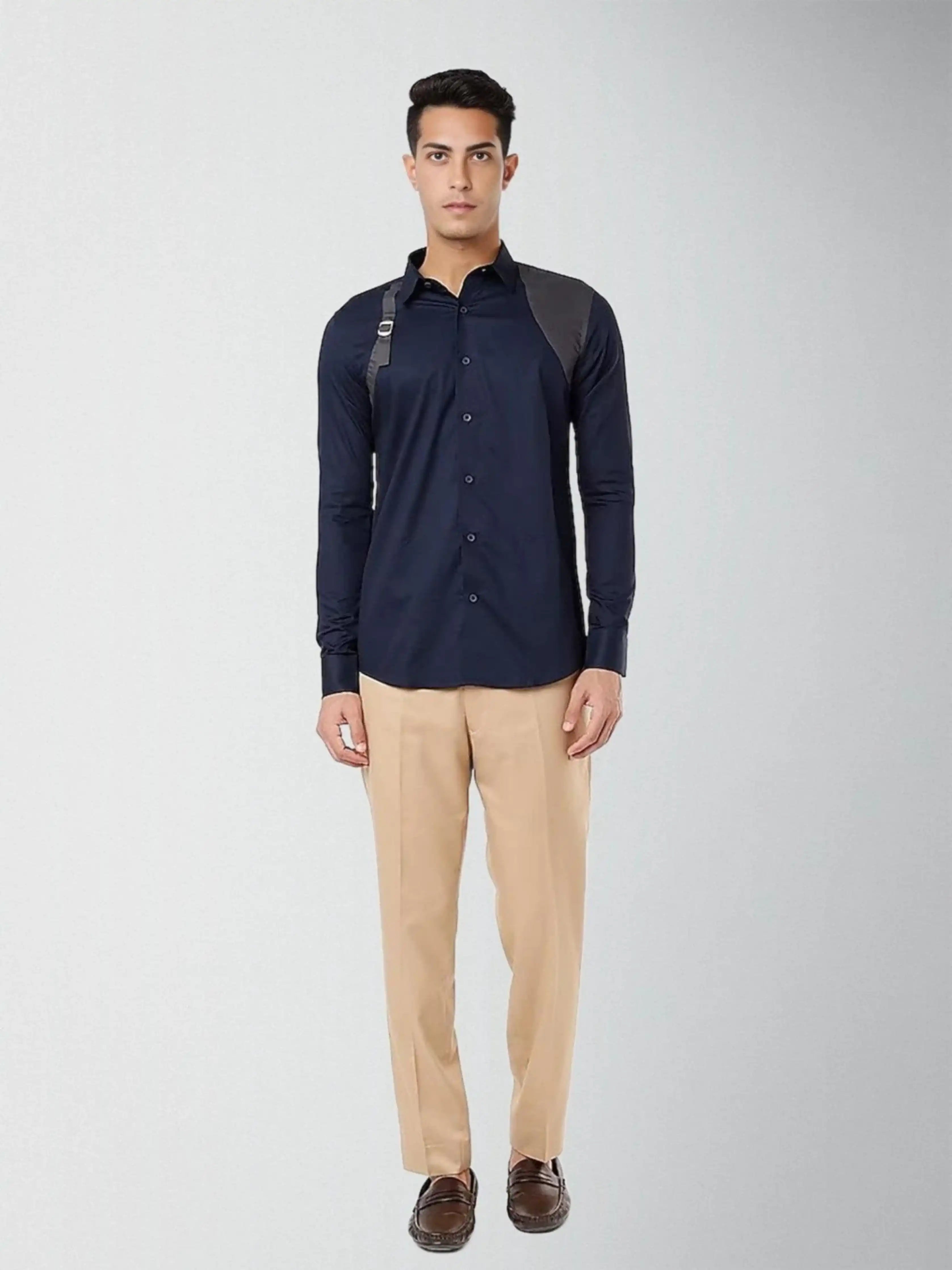 Panel Party Wear Navy Shirt
