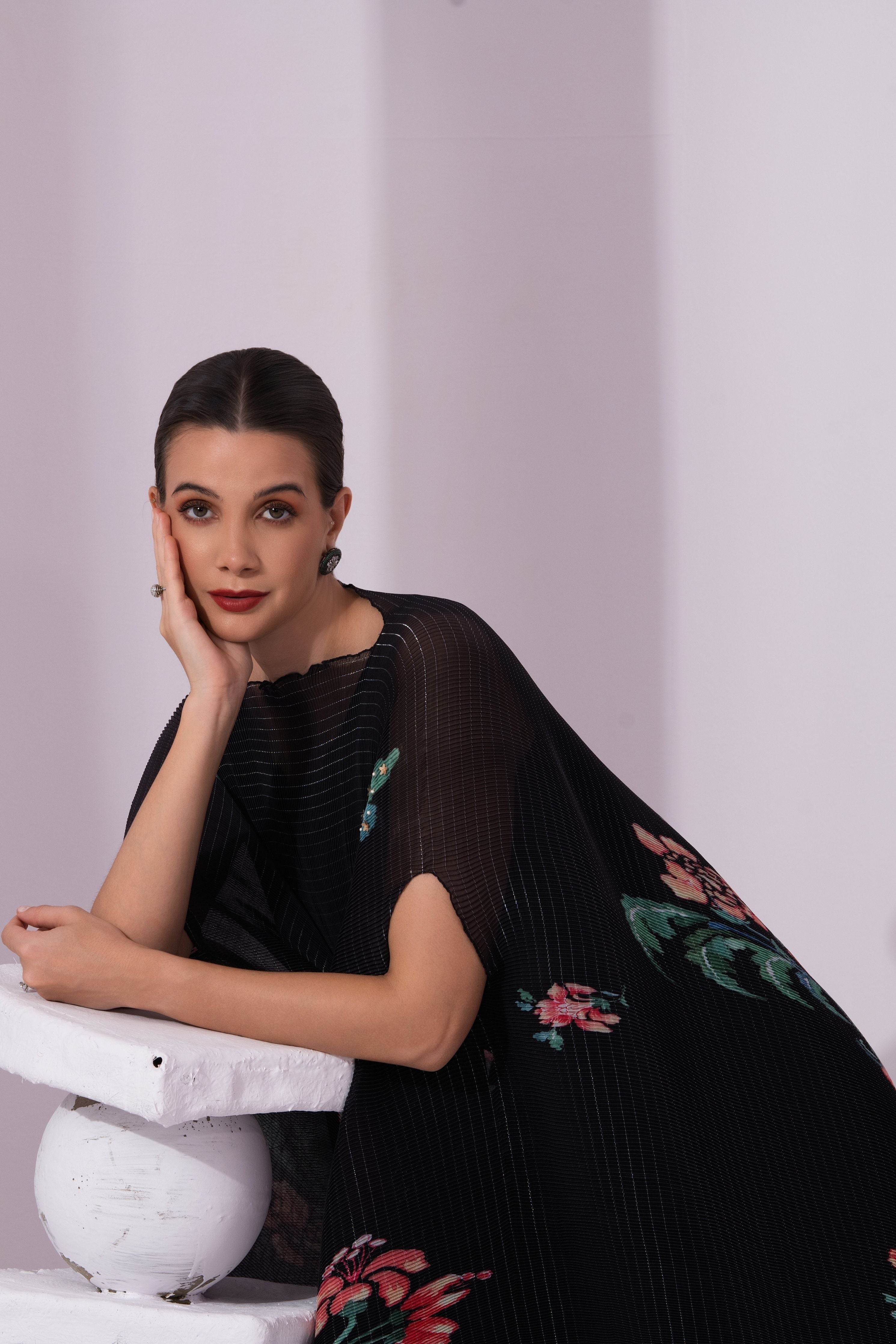 Wildflower Muse Jet Black Kaftan & Dhoti