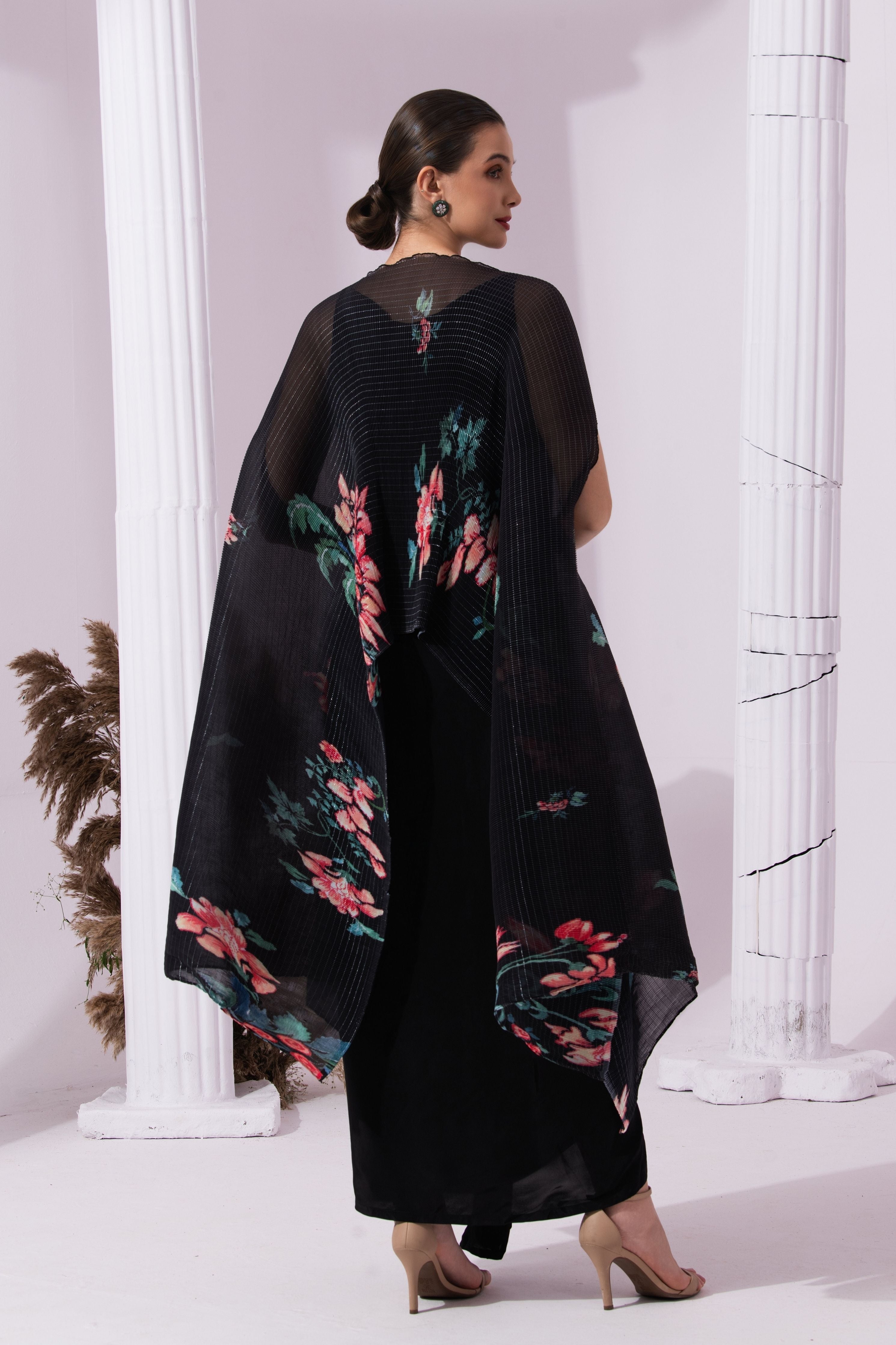 Wildflower Muse Jet Black Kaftan & Dhoti