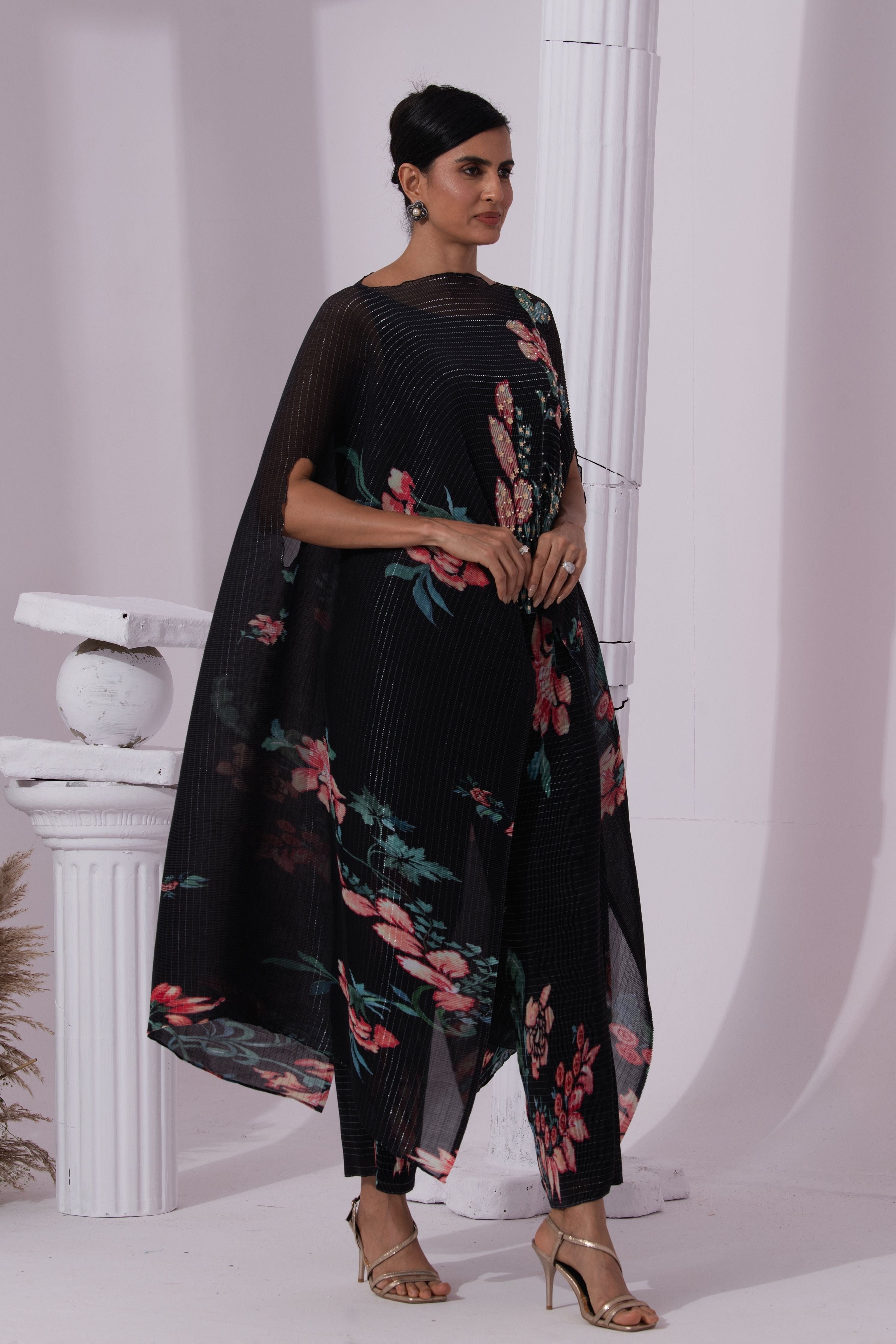 Wildflower Muse Jet Black Kaftan & Pant Set