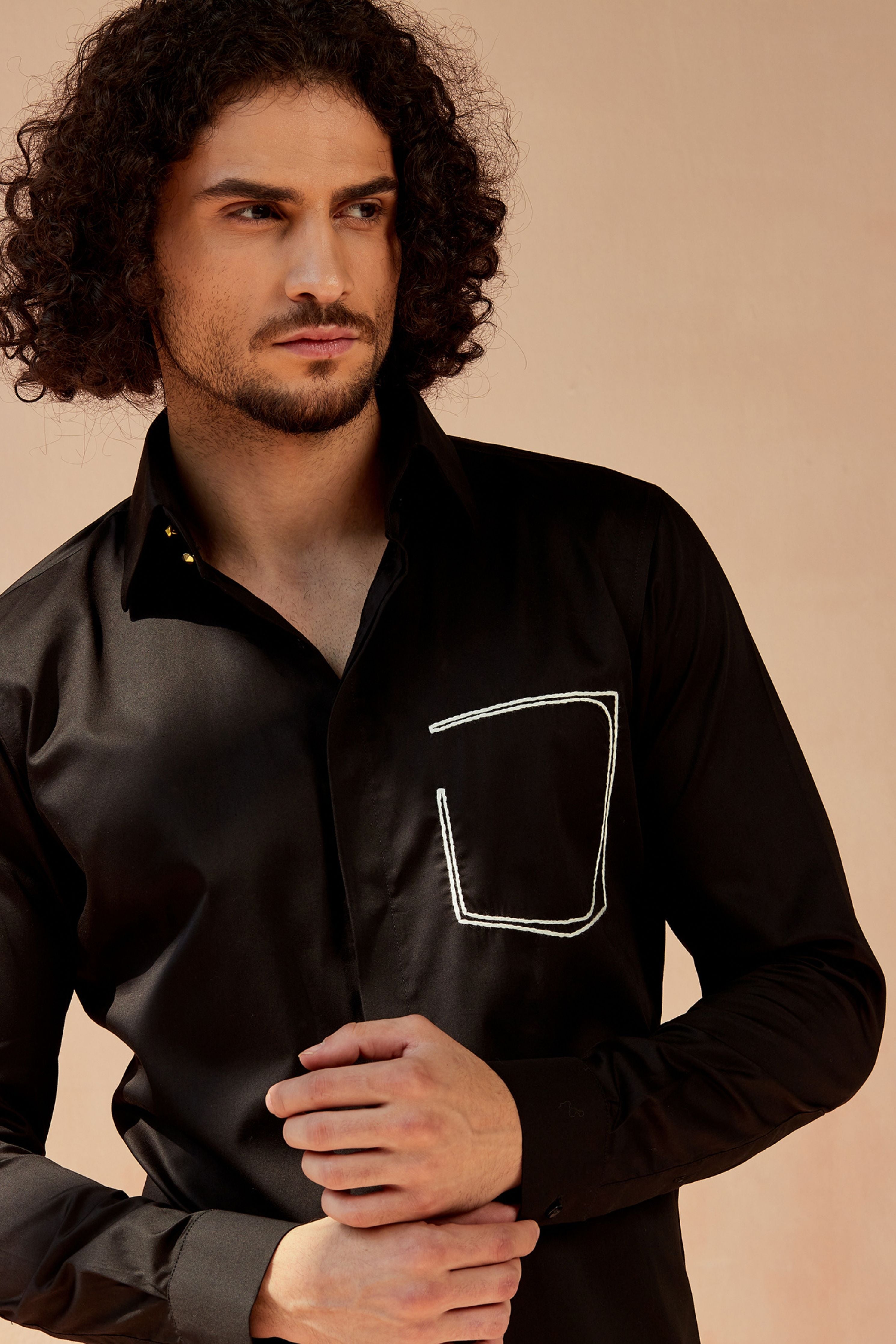 Black Mock Pocket Shirt