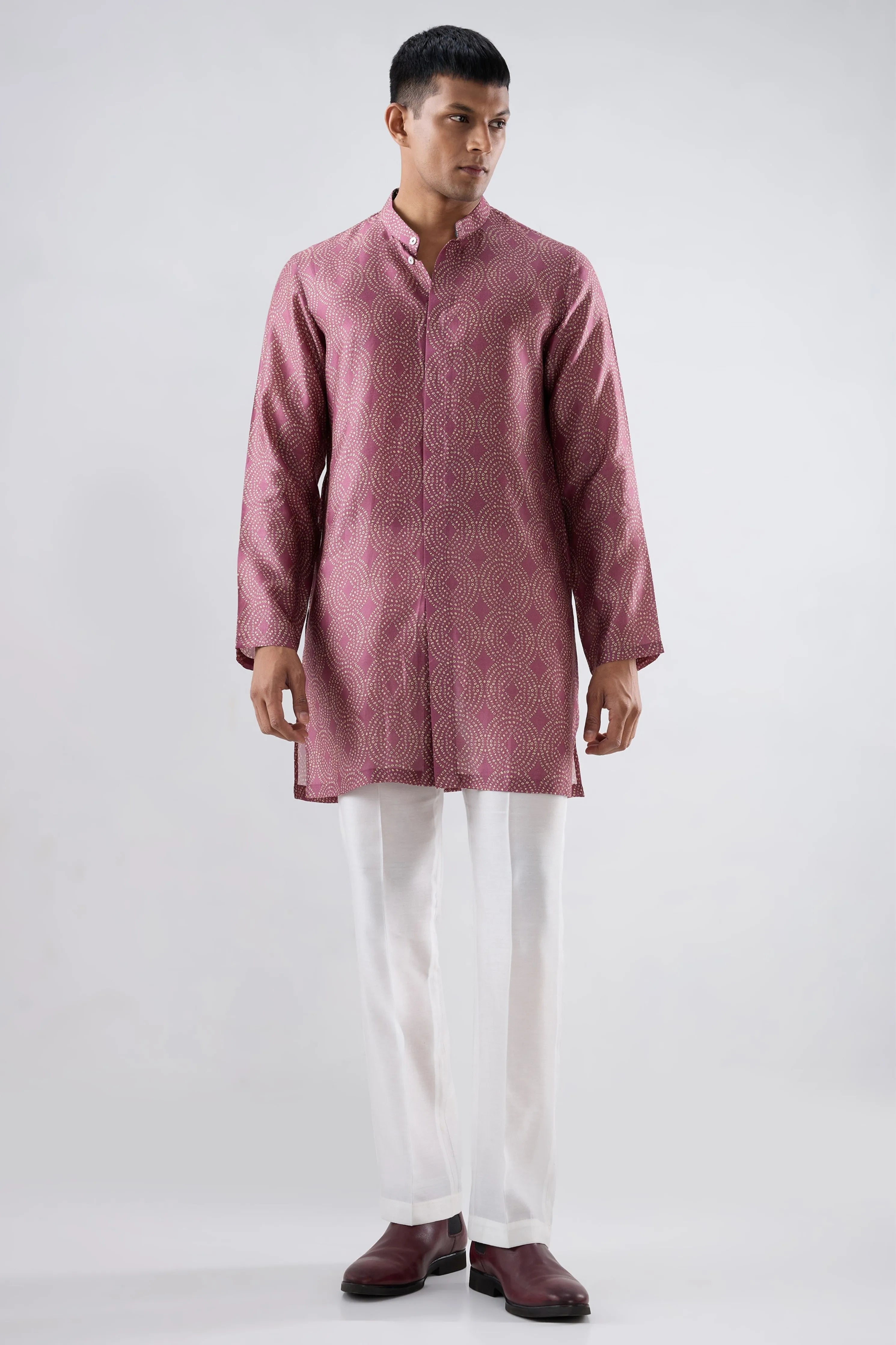 Burgundy Bandhani Kurta
