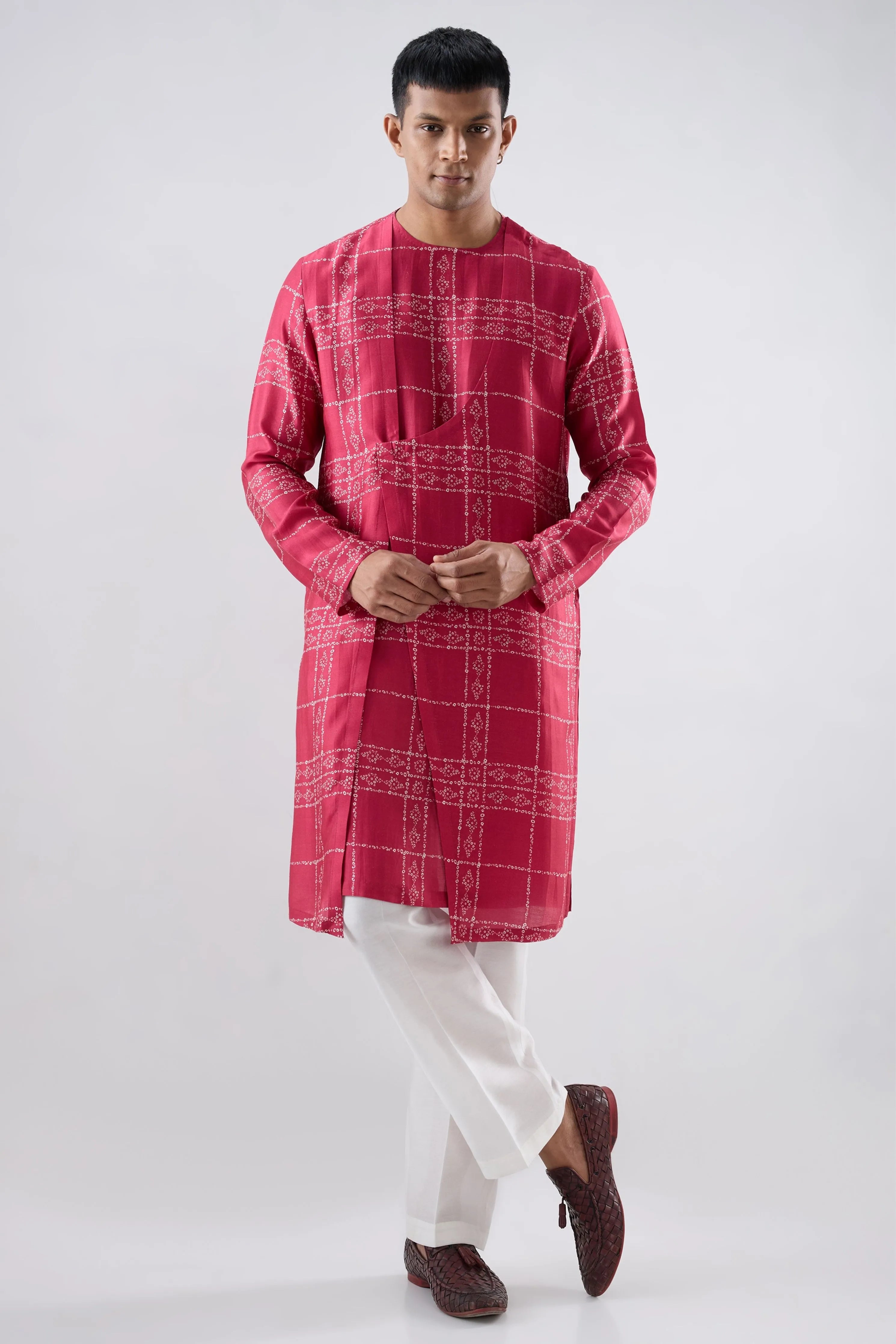 Pink Bandhani Kurta