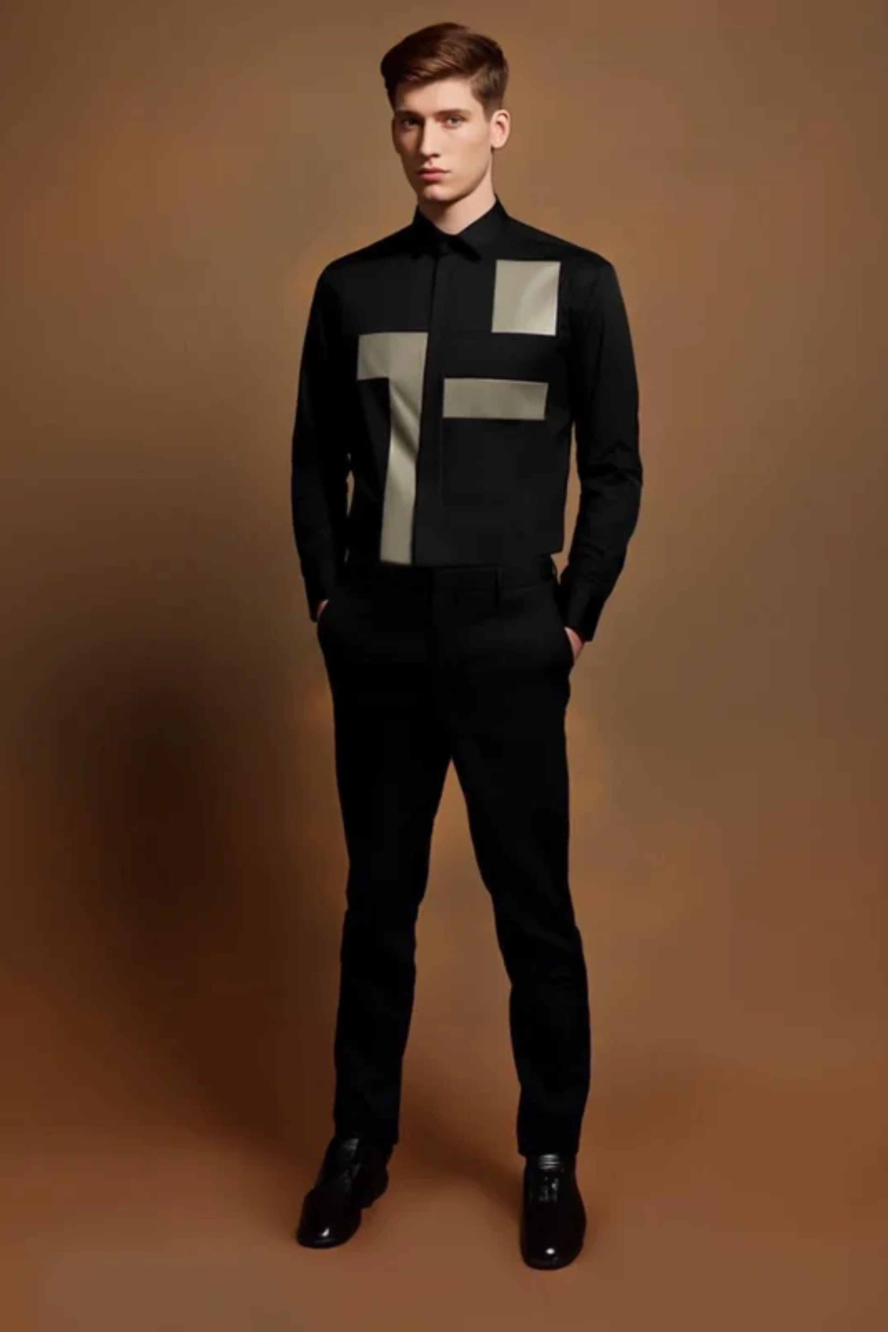 Colourblock Black Shirt