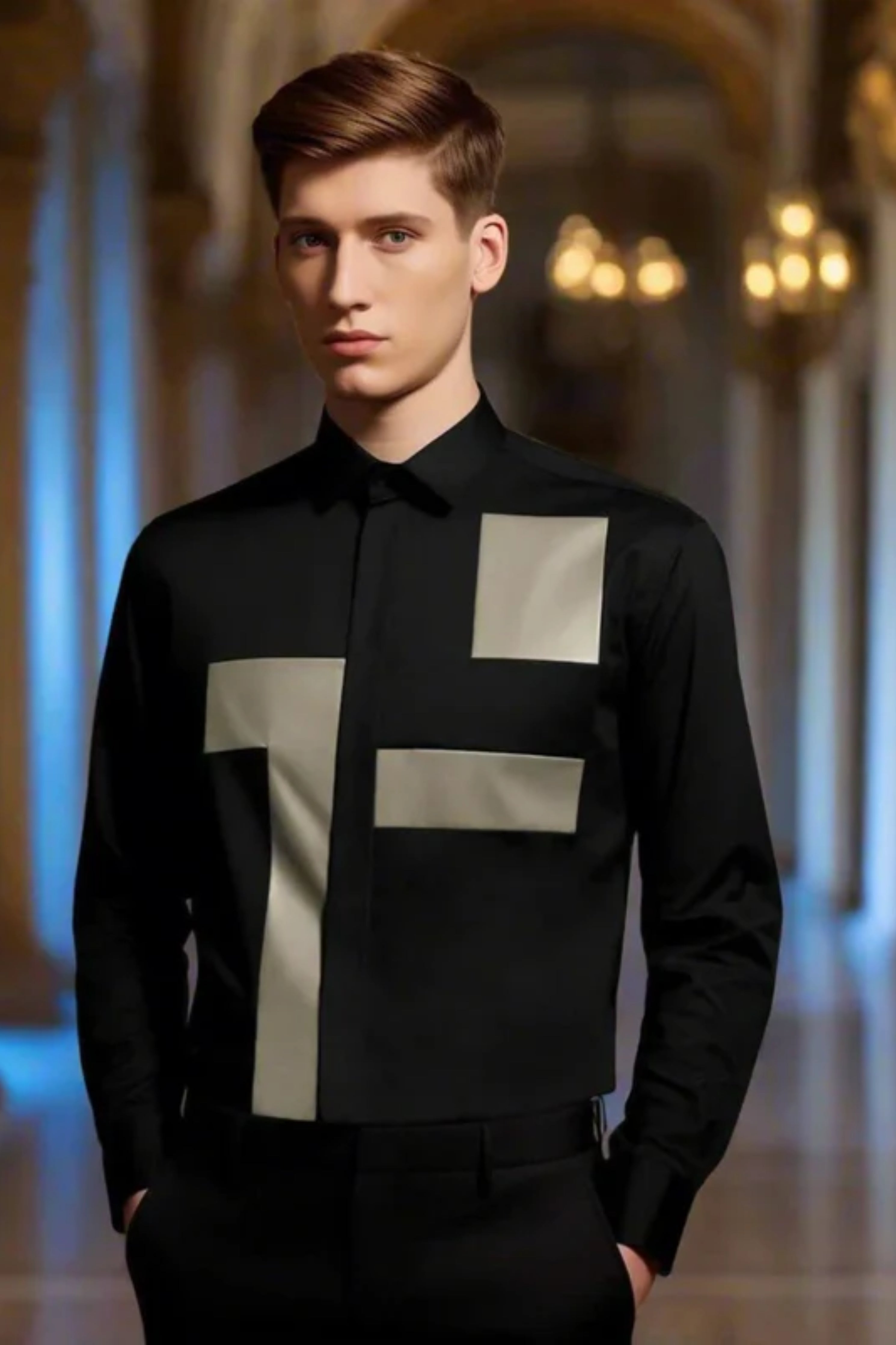 Colourblock Black Shirt