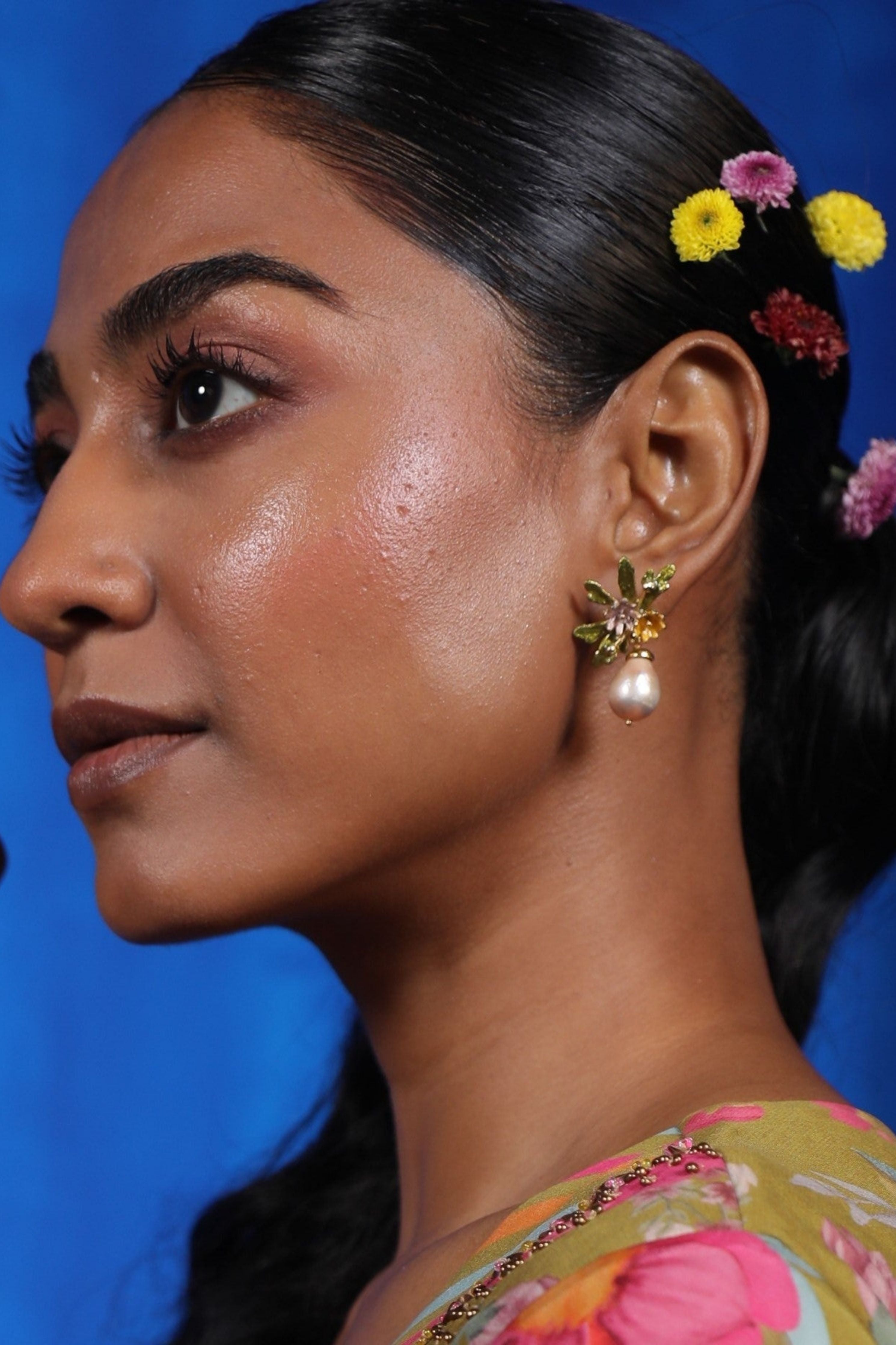 Flowerburst Pearl Drop Studs