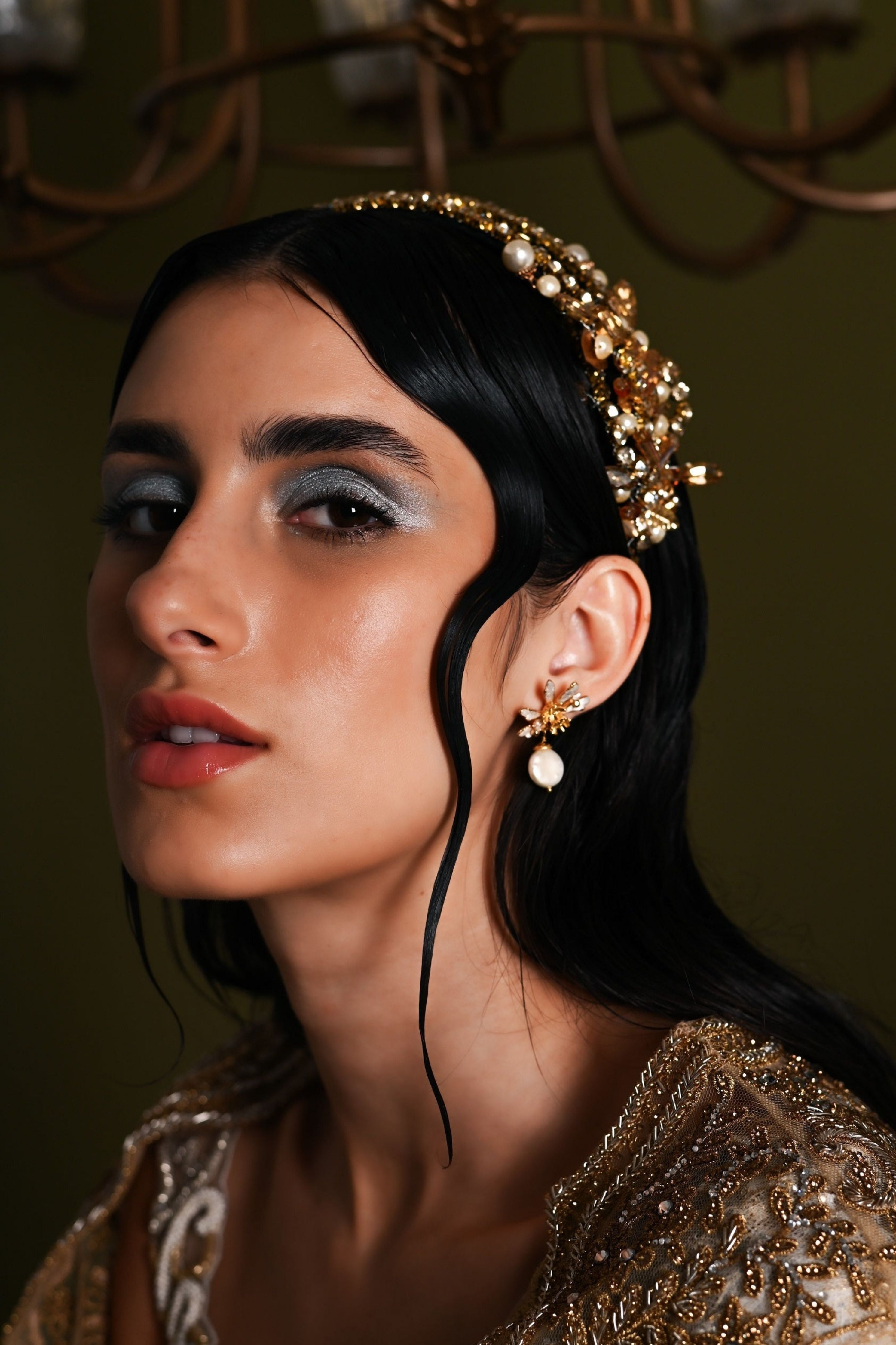 Flowerburst Pearl Drop Studs Snowy White