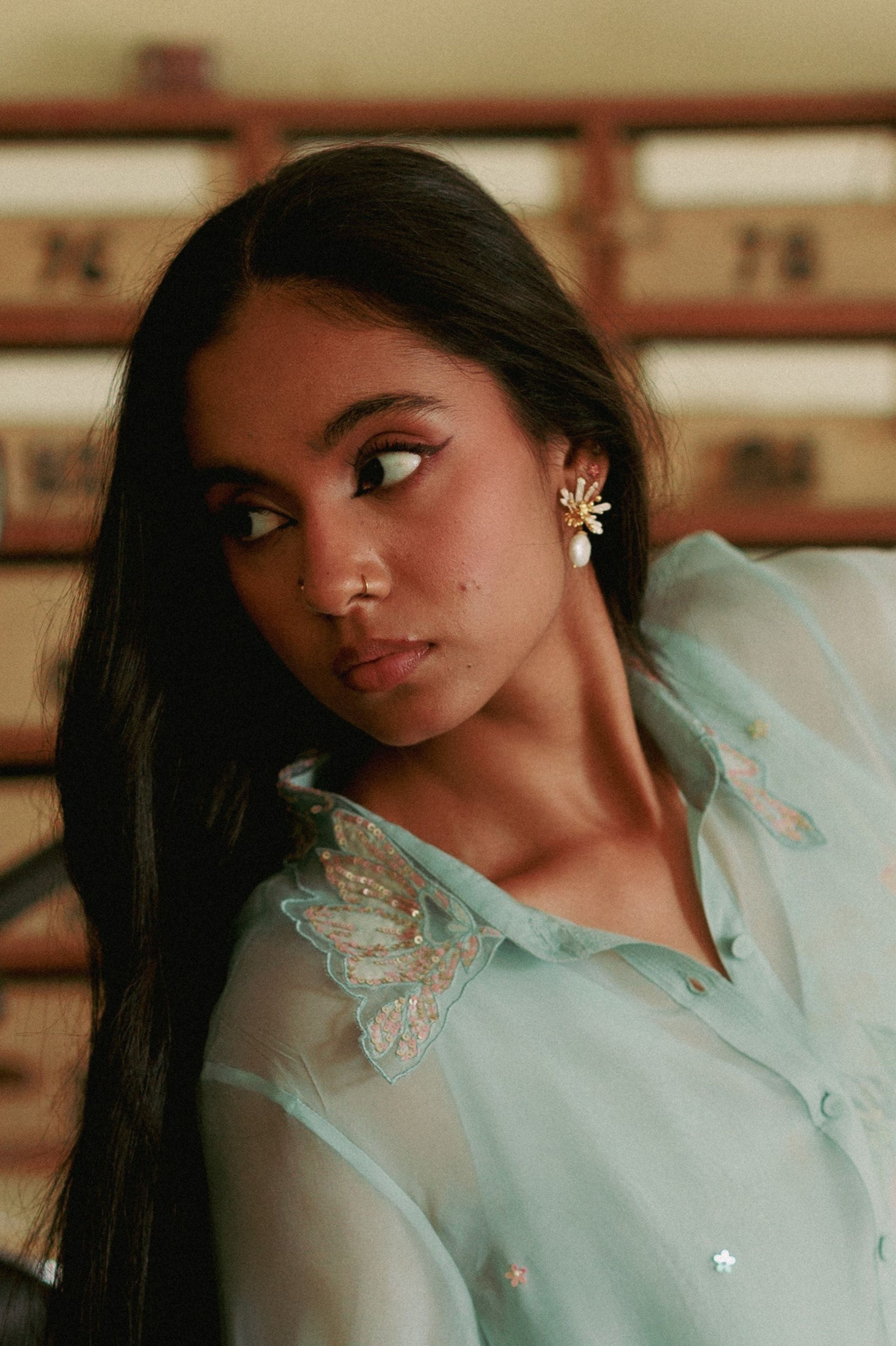 Flowerburst Pearl Drop Studs Snowy White