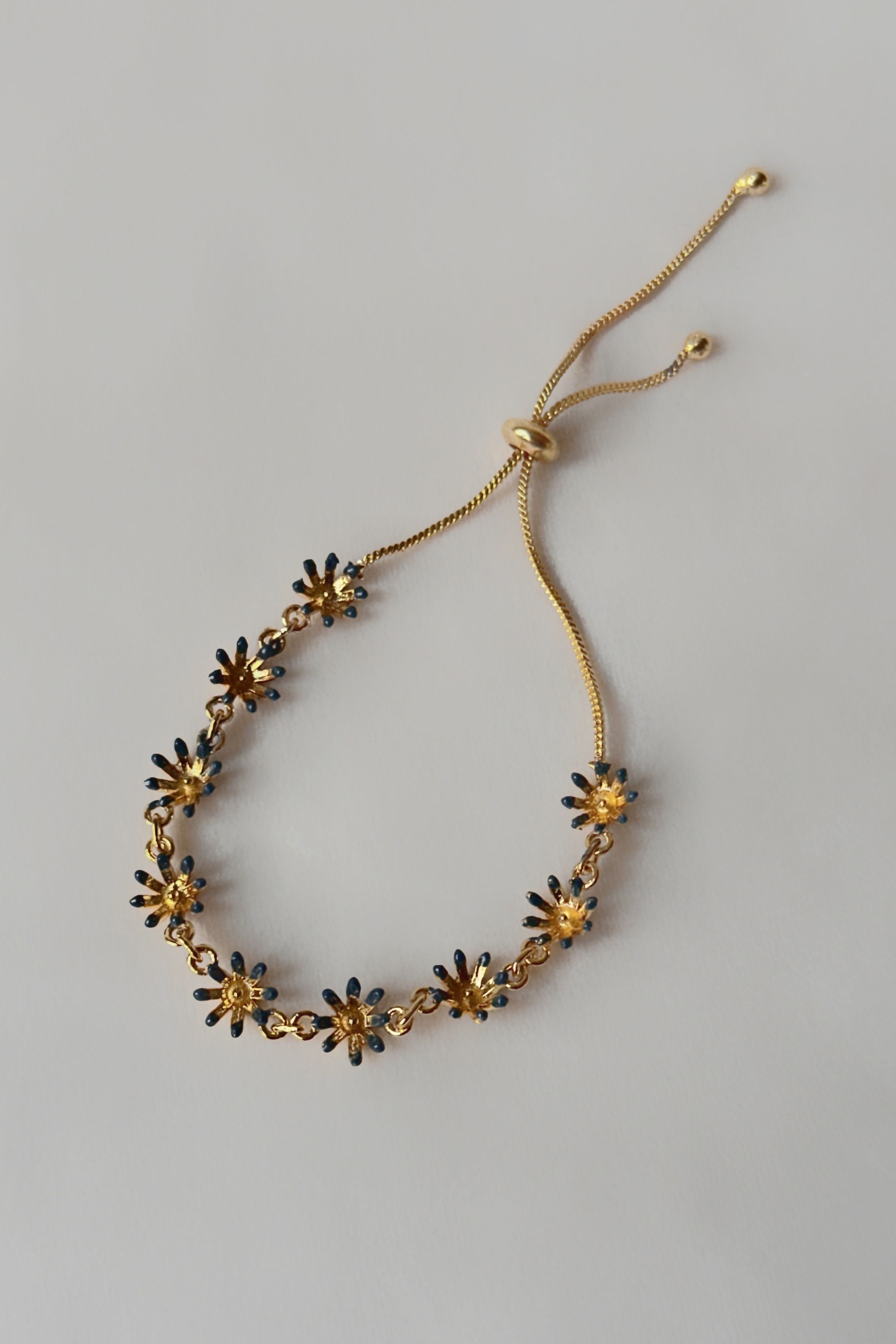 Floral String Bracelet Forget Me Not Blue