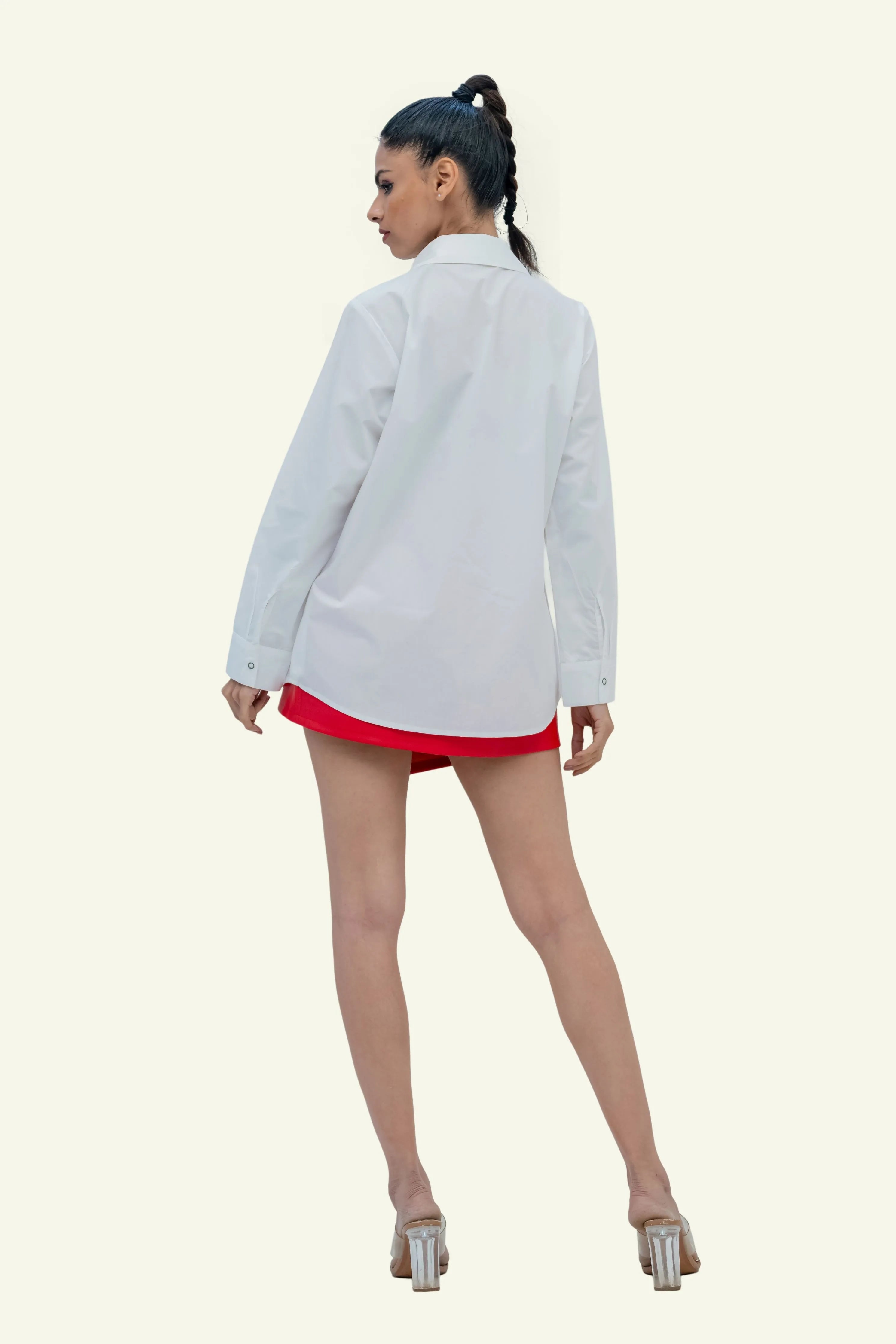 White Cotton Shirt with Crystal Embroidery