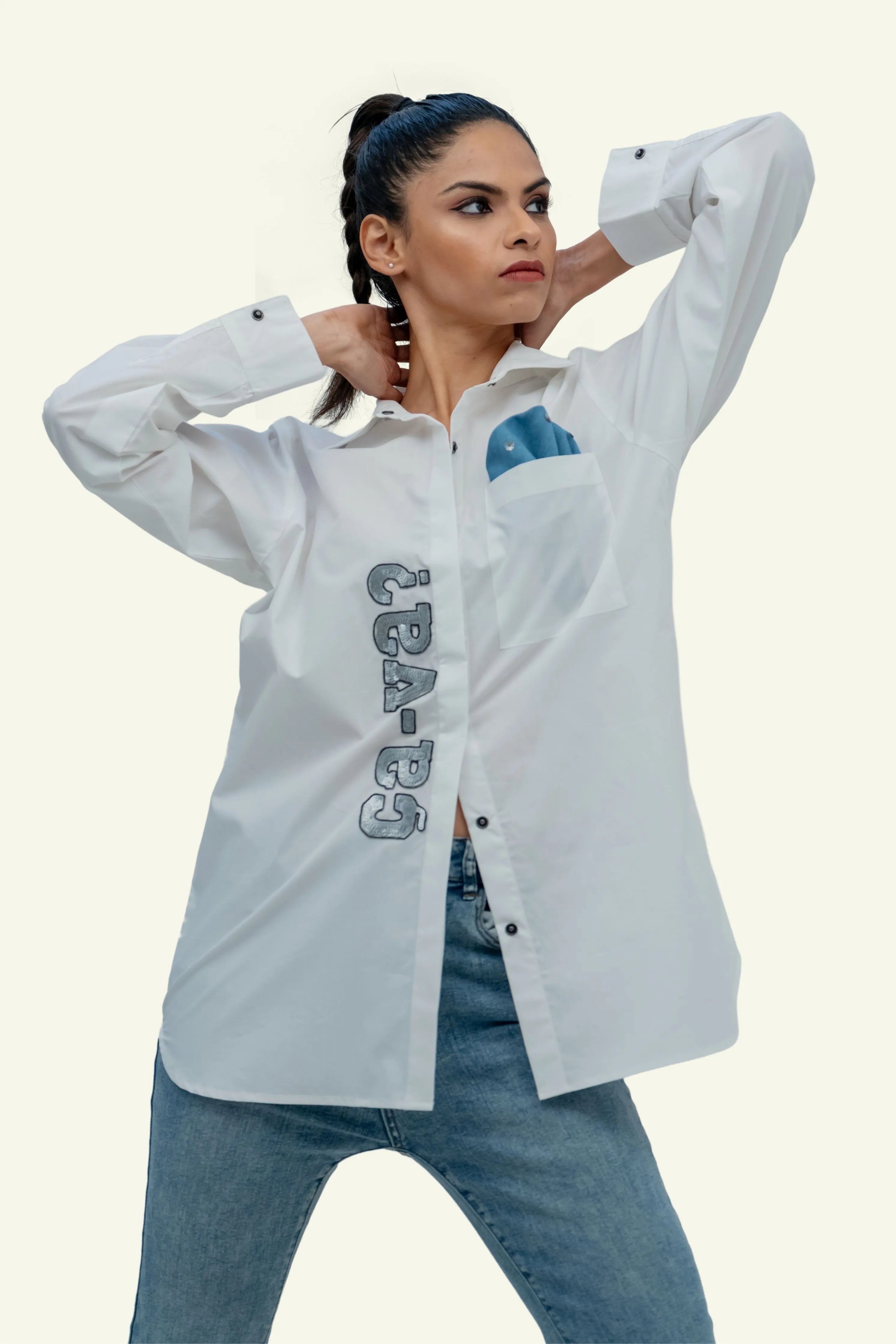 White Cotton Shirt with Embroidery