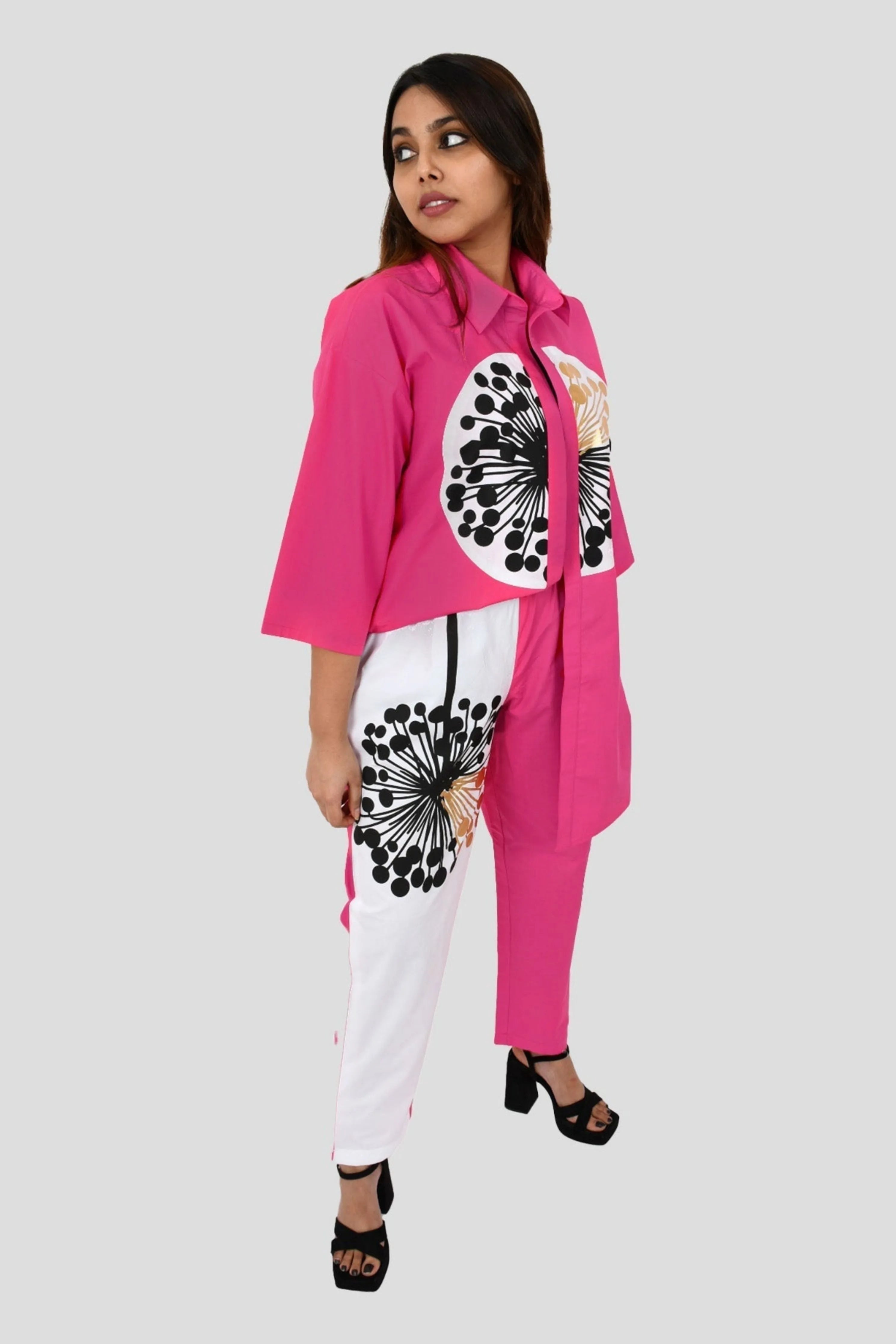 Hot Pink Comfort Fit Cotton Oversized Shirt