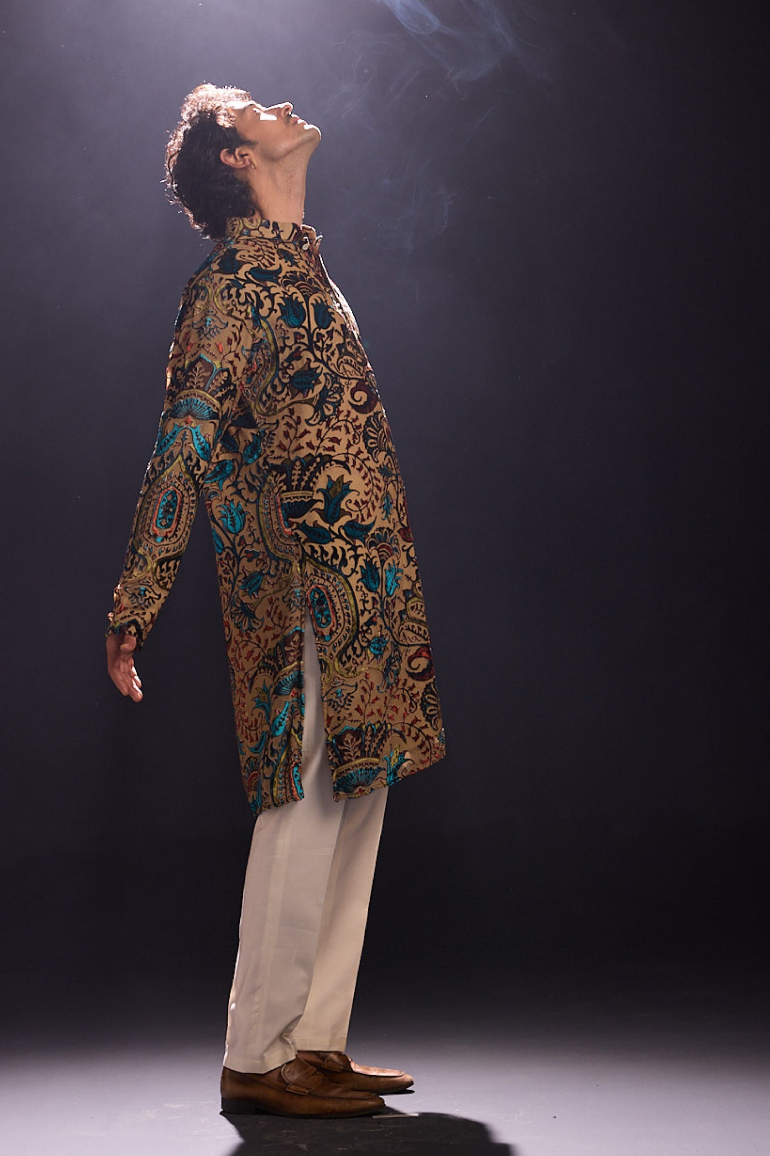 Beige Applique Kurta Set