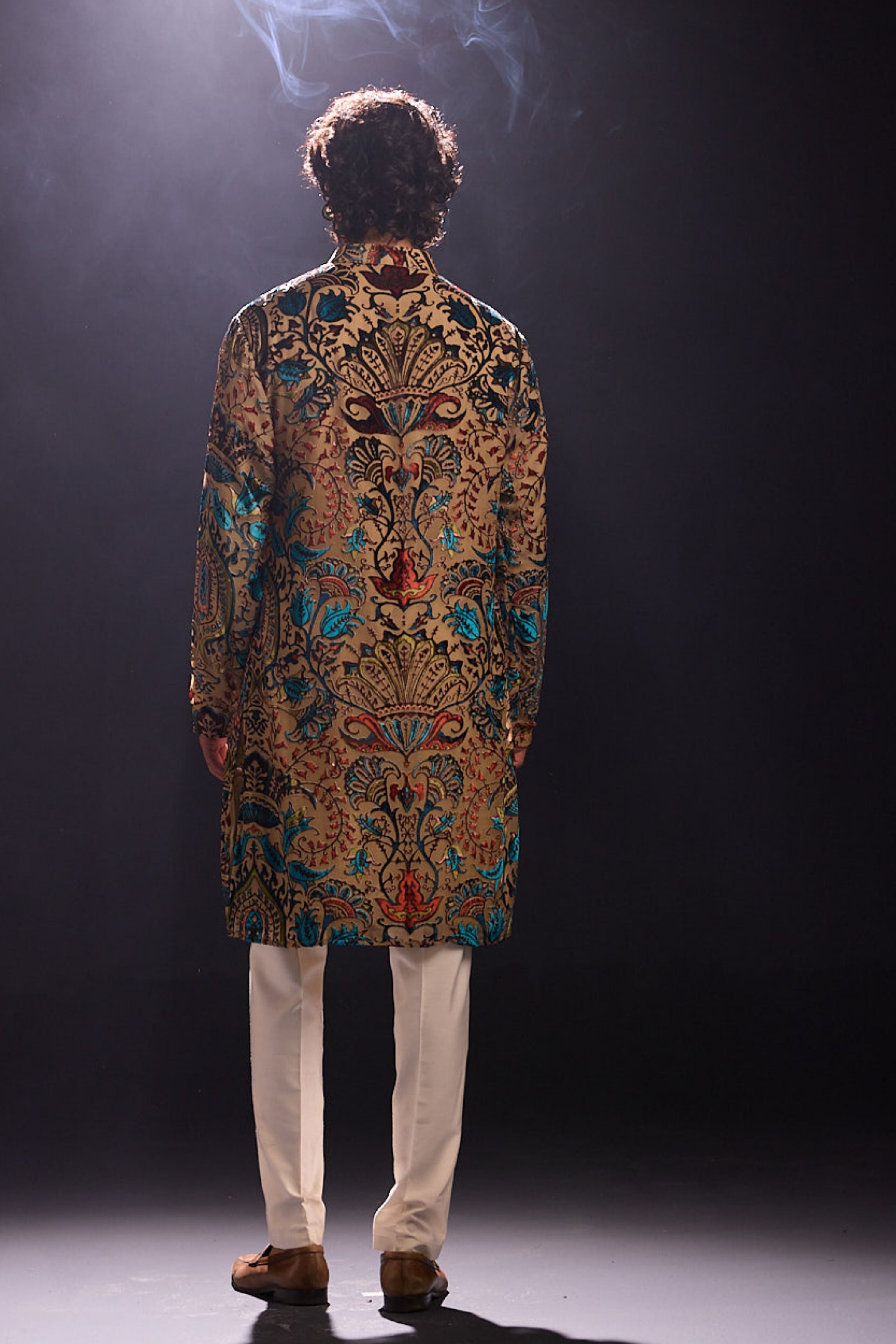 Beige Applique Kurta Set