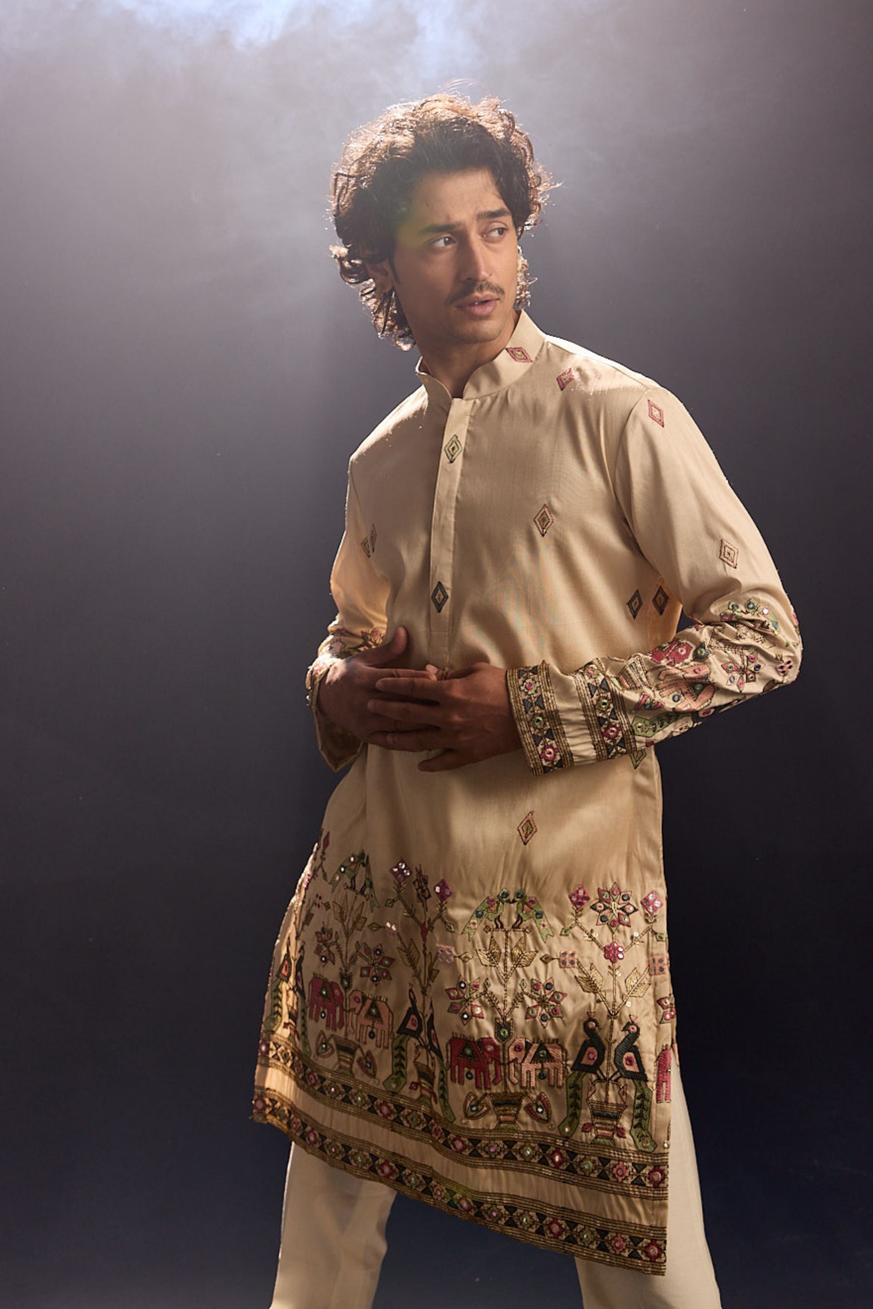 Beige Embroidery Kurta Set
