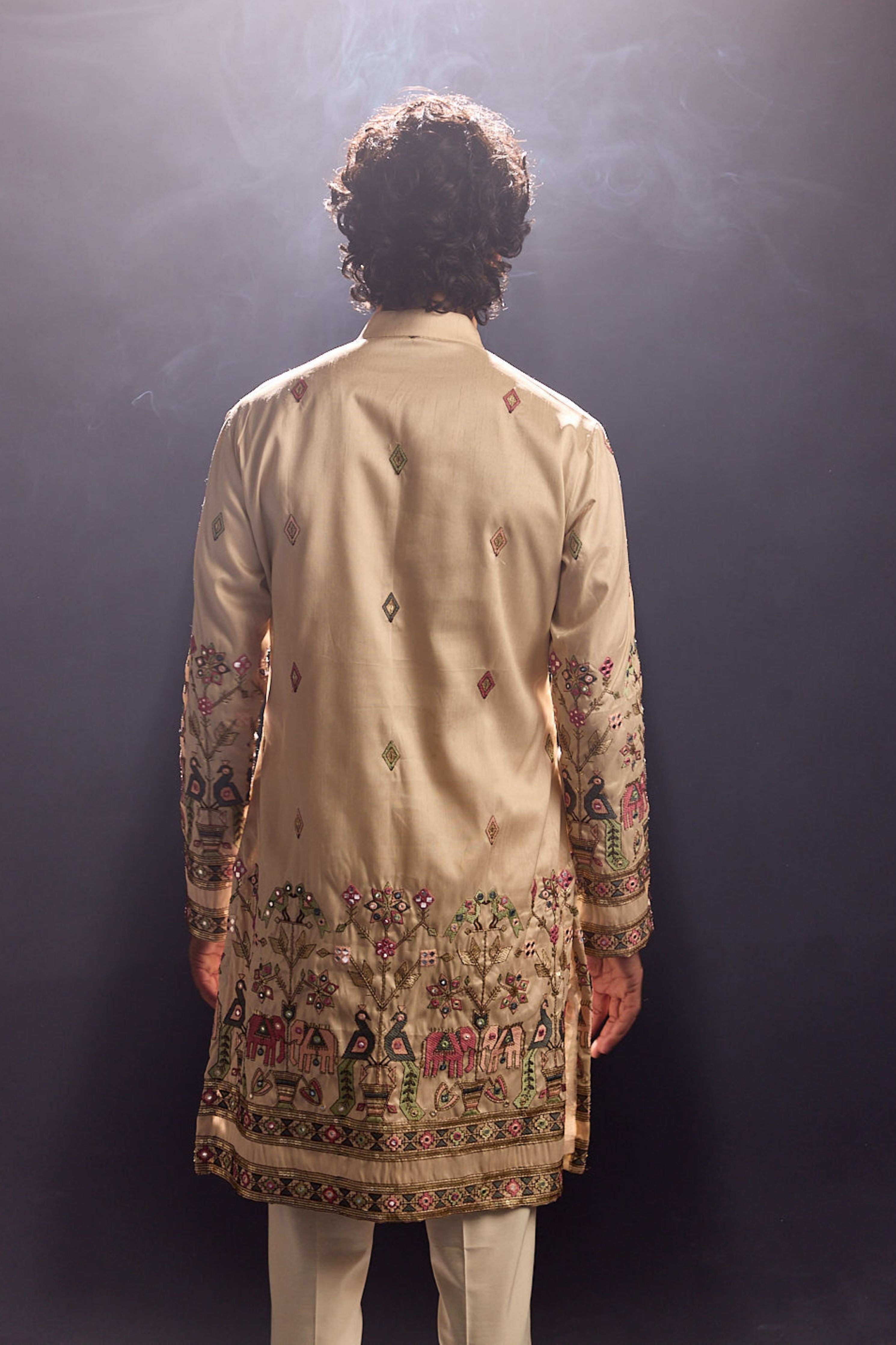 Beige Embroidery Kurta Set