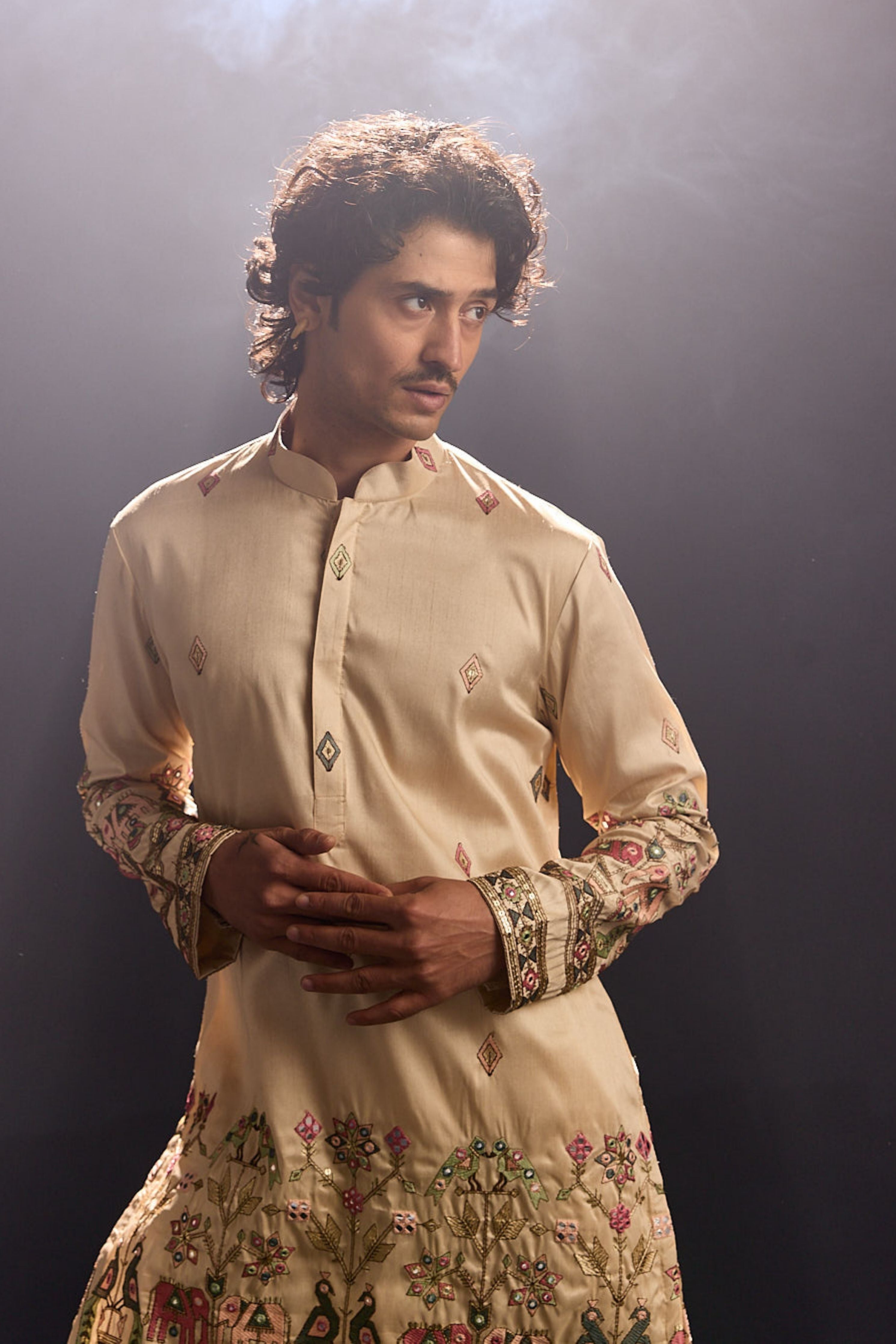 Beige Embroidery Kurta Set