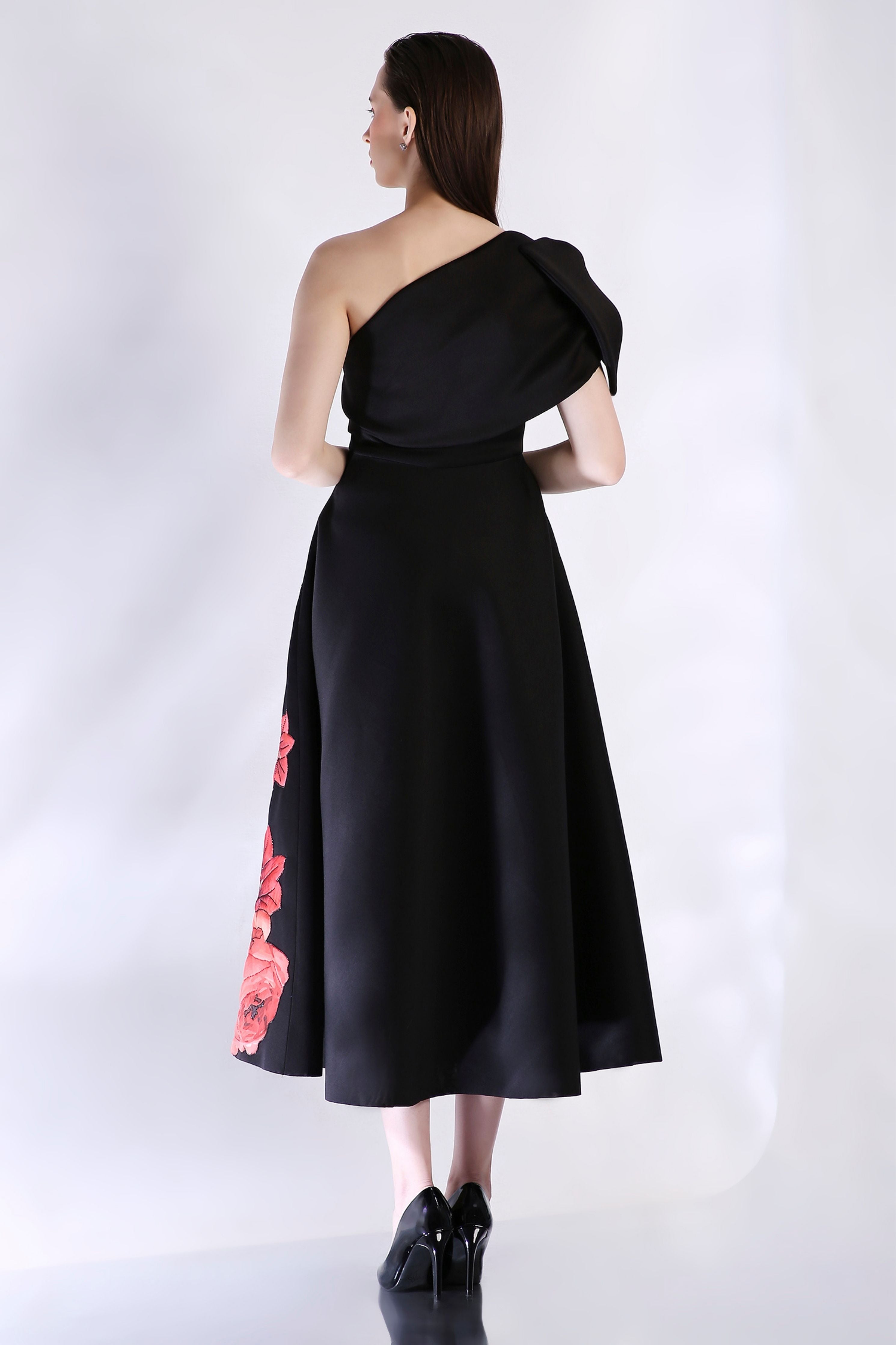 Black Bow Wrap Strapless Dress