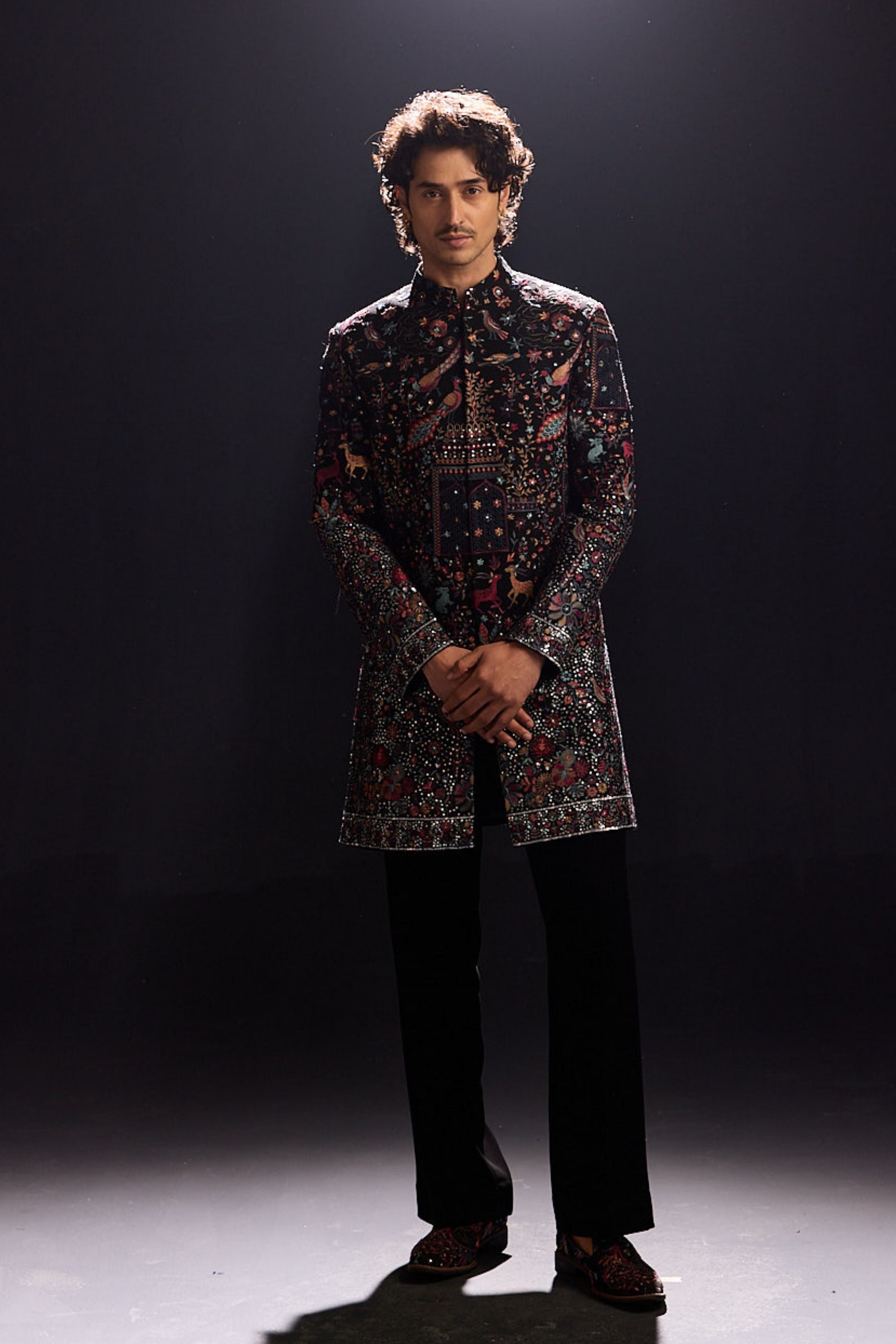 Black Indowestern Jacket Set