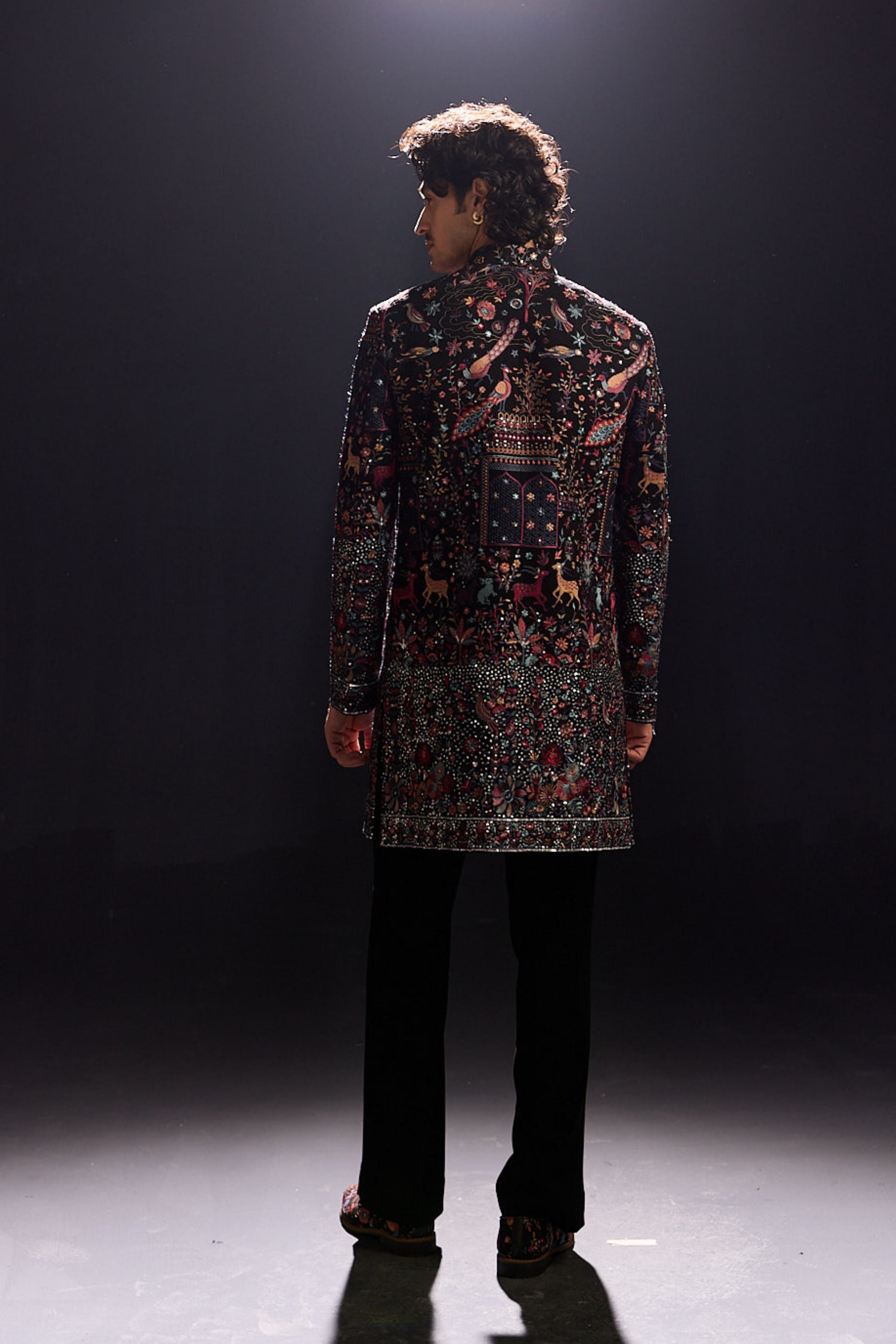 Black Indowestern Jacket Set