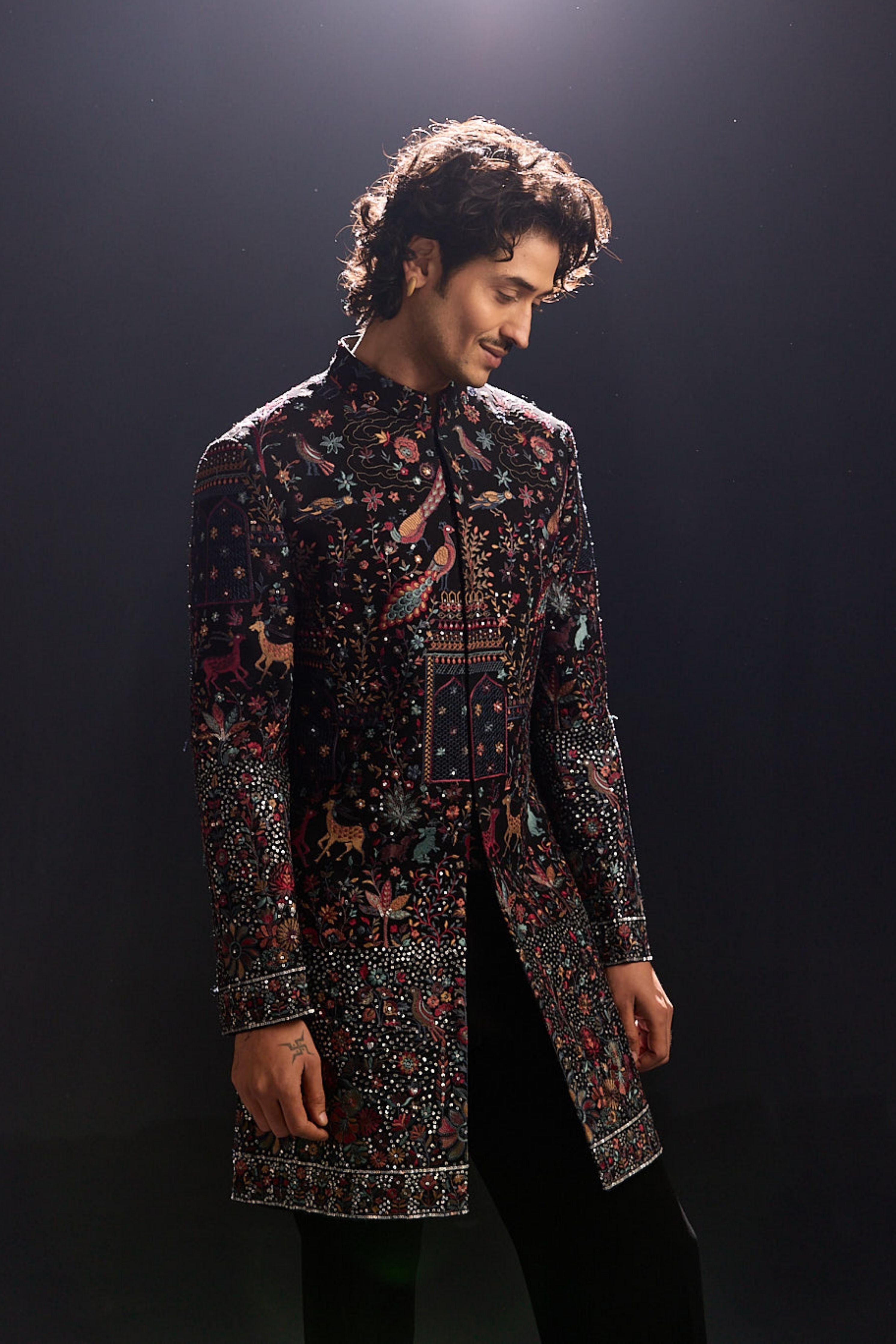 Black Indowestern Jacket Set