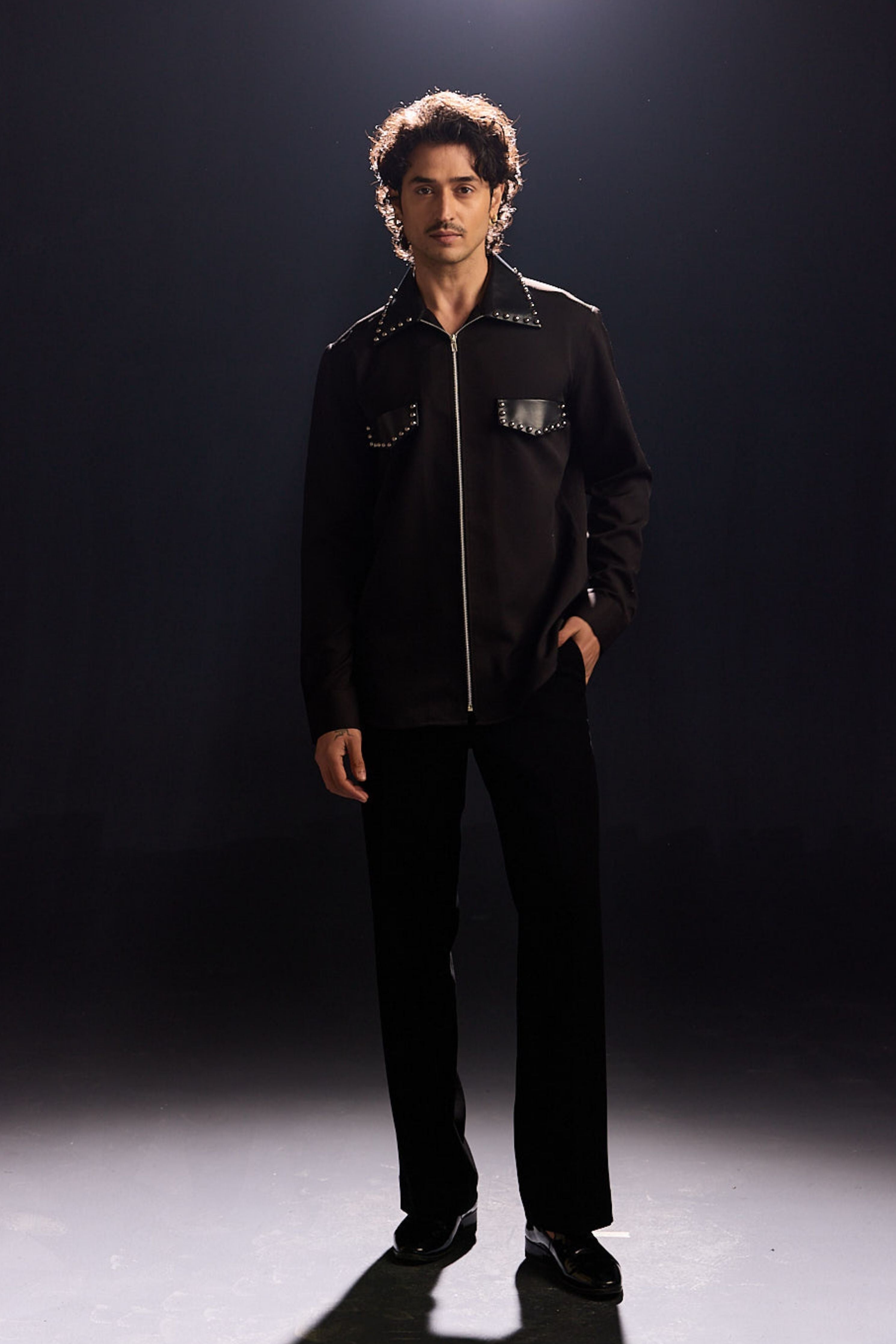 Black Intricate Embroidery Shirt