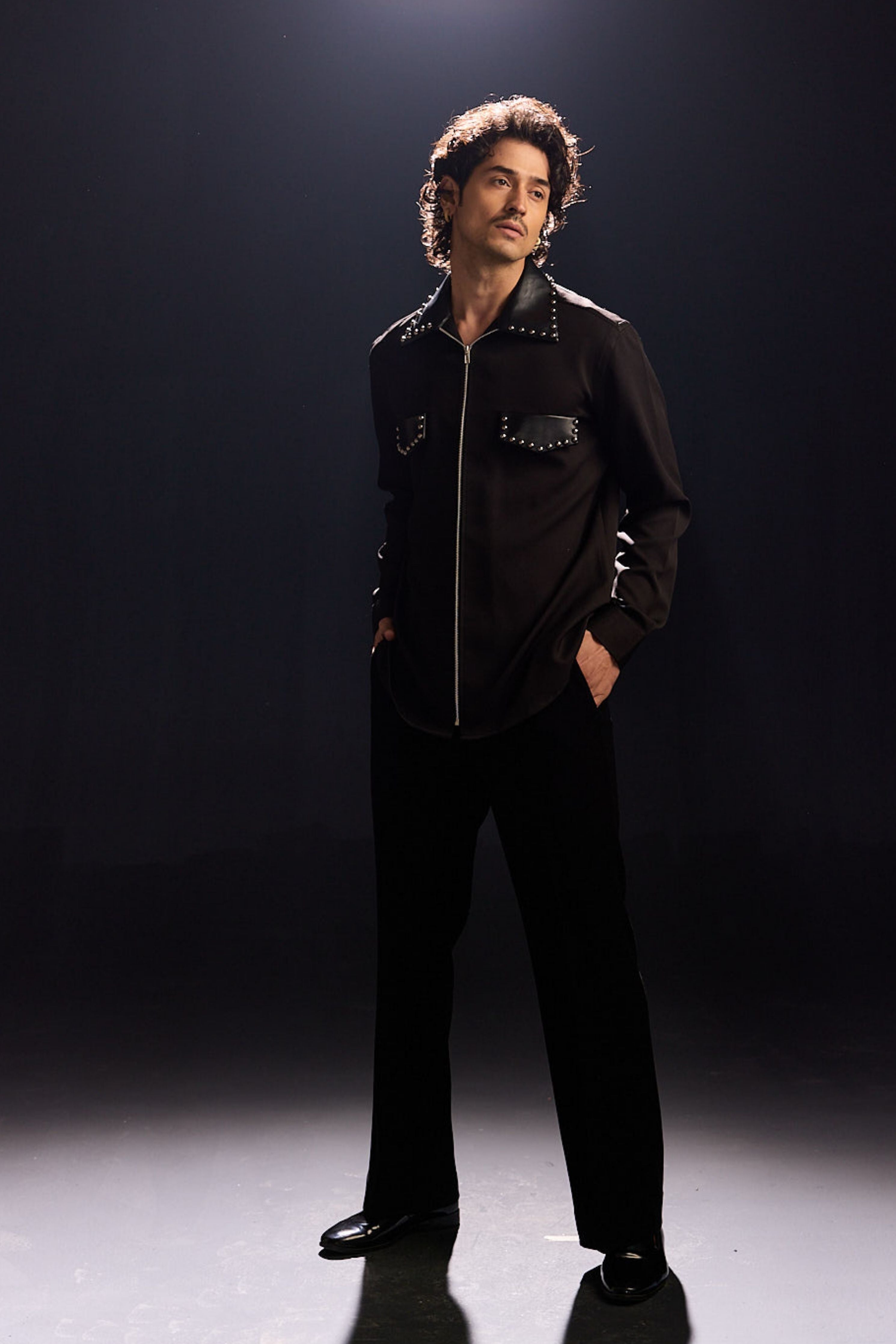 Black Intricate Embroidery Shirt