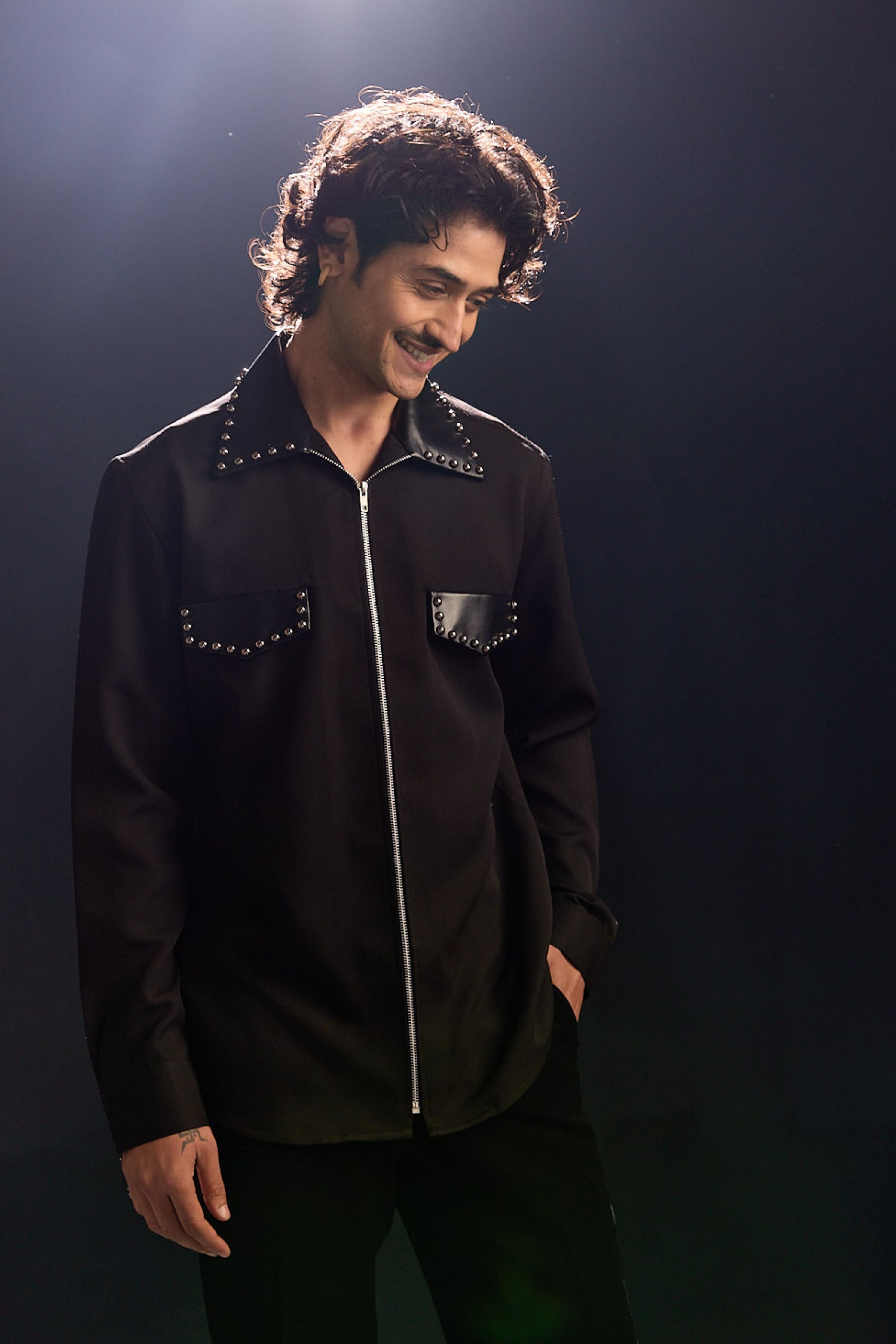 Black Intricate Embroidery Shirt