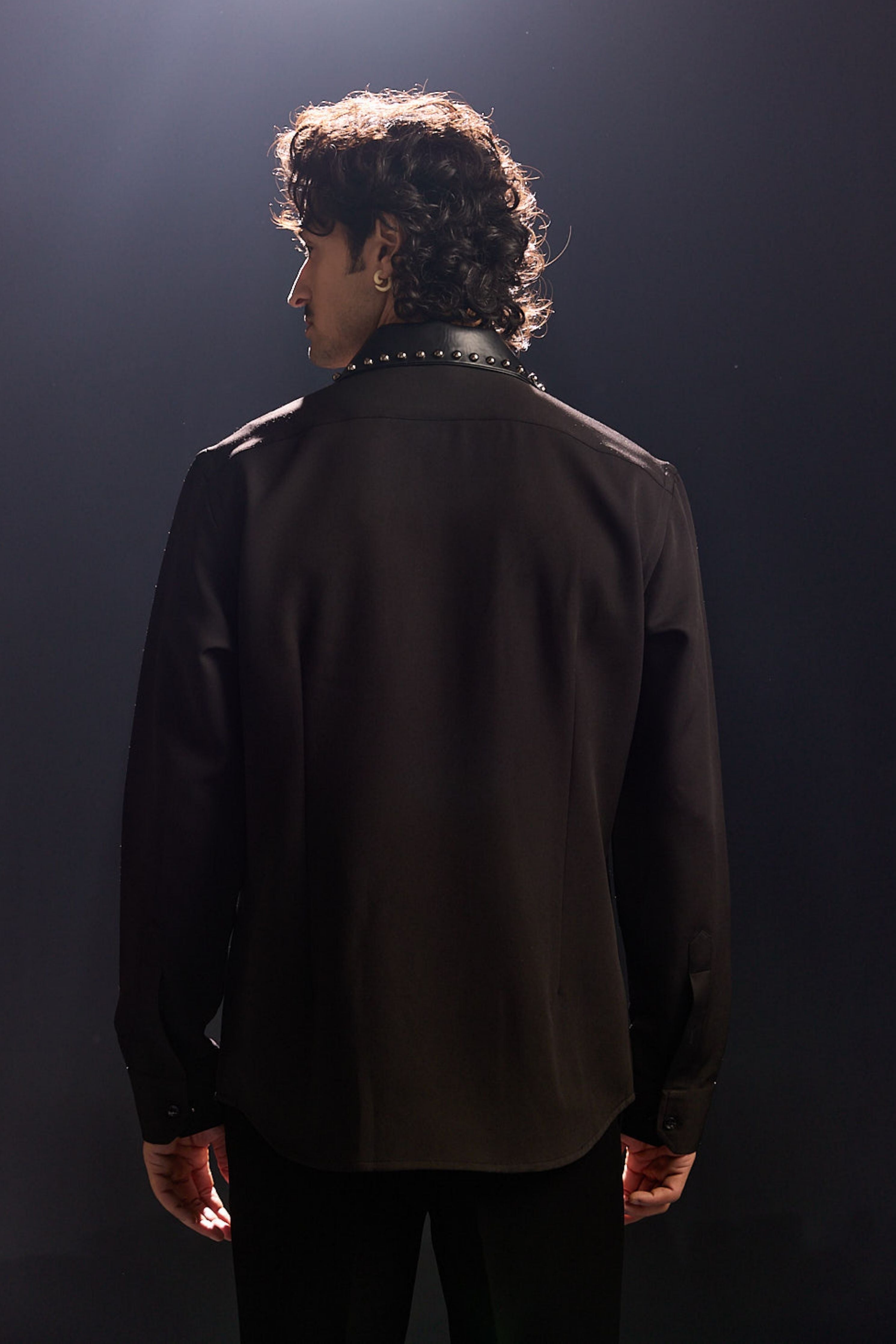 Black Intricate Embroidery Shirt
