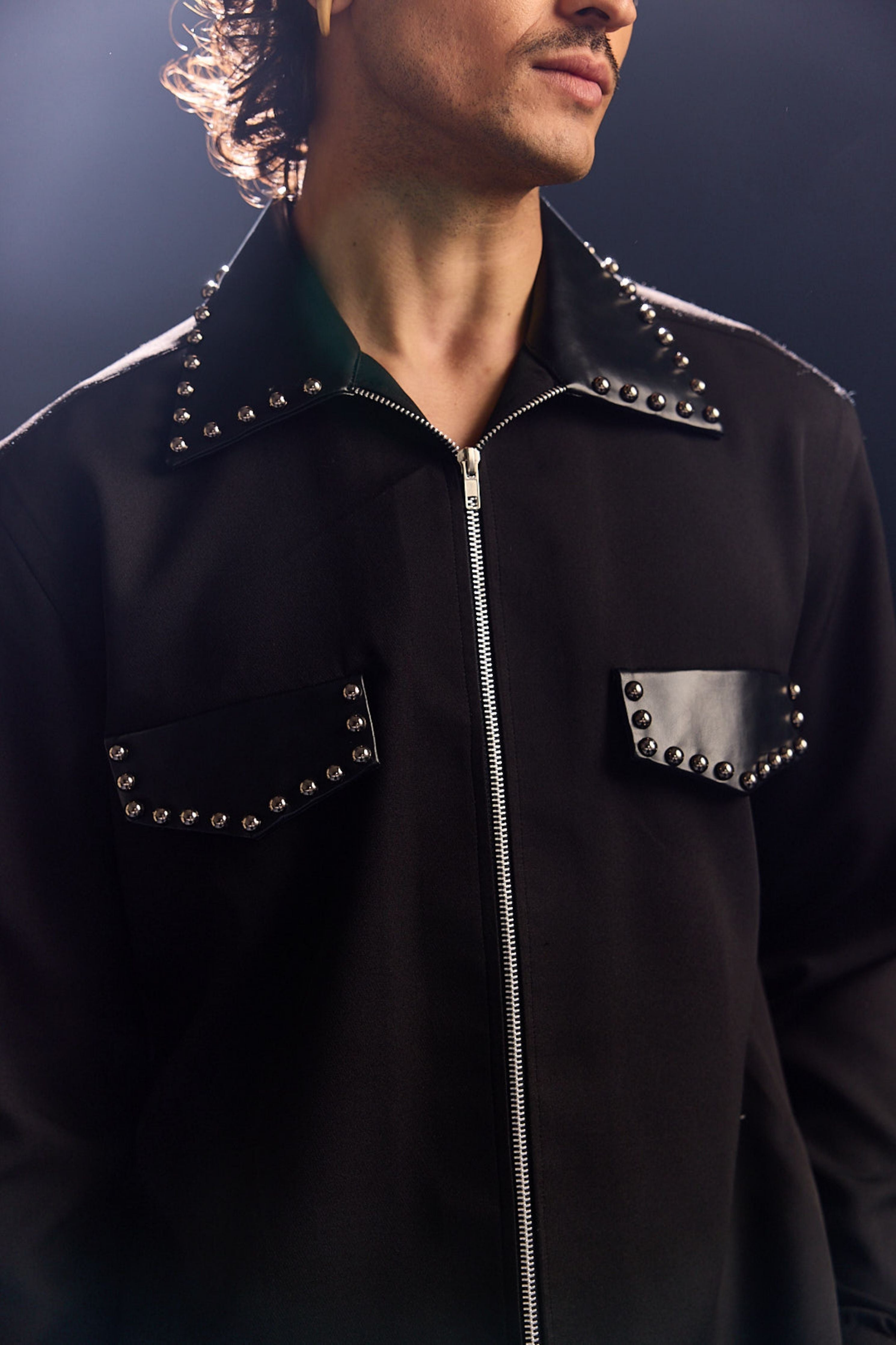 Black Intricate Embroidery Shirt