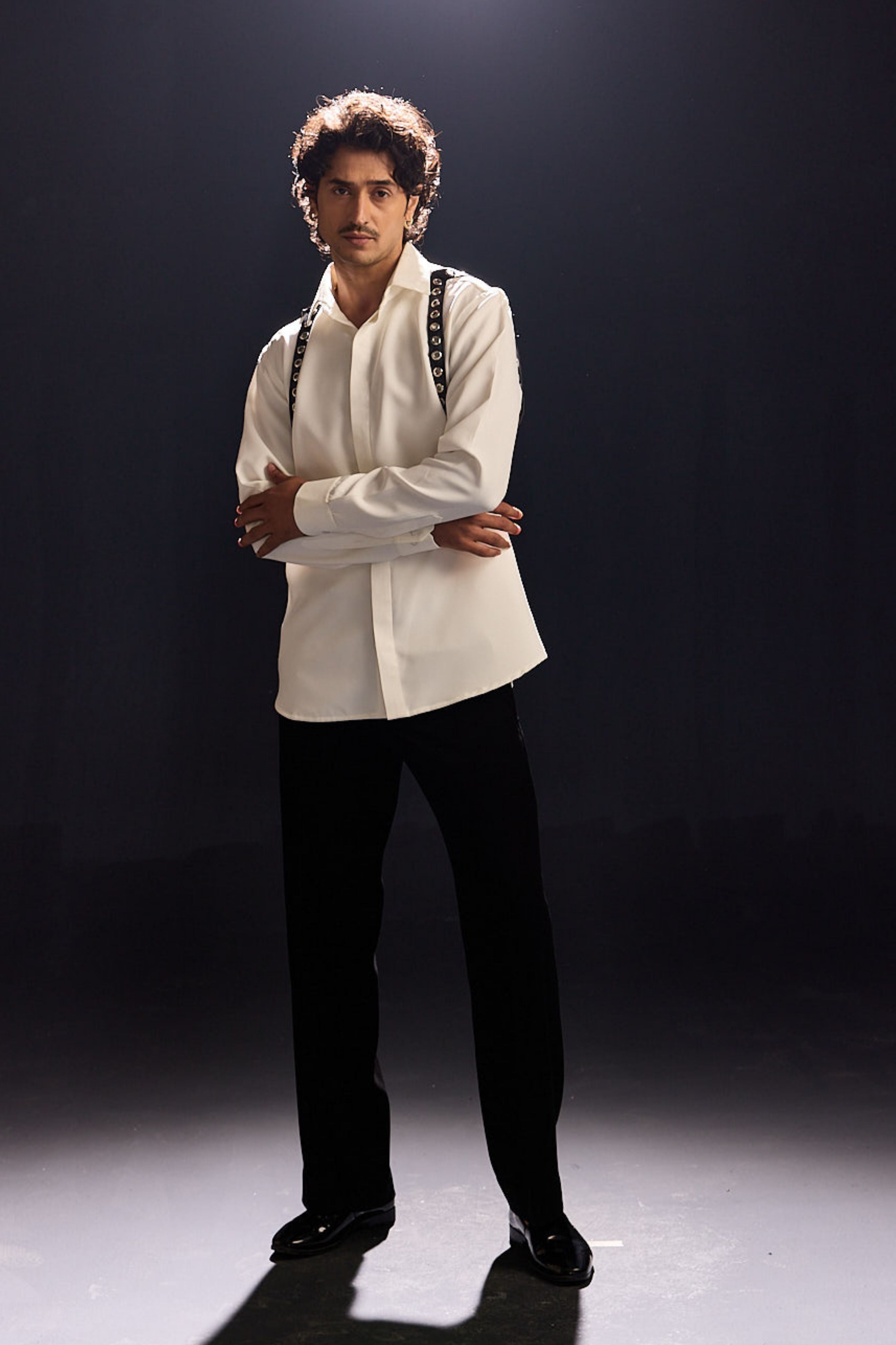 Black Leather Detailing Shirt