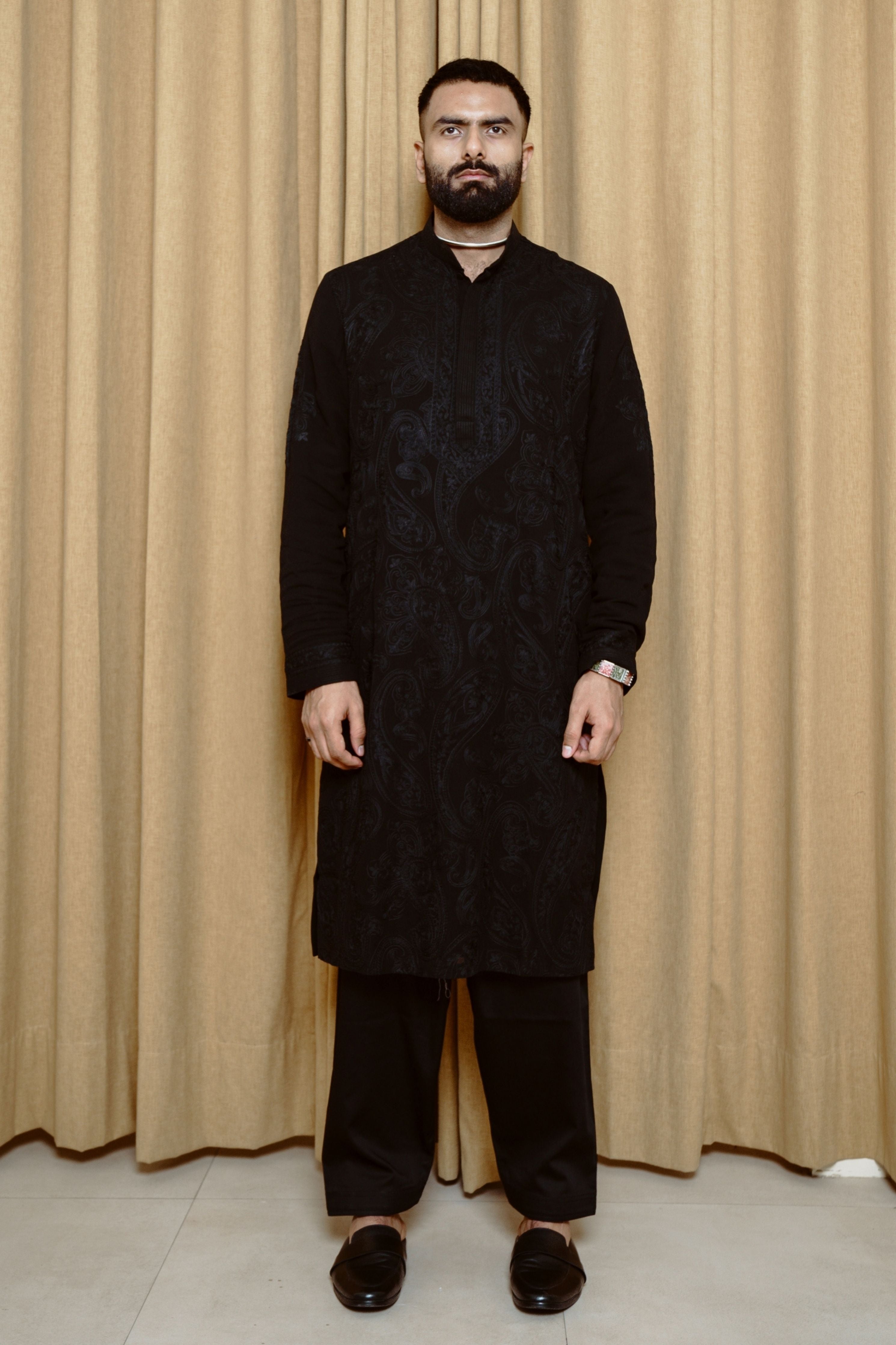Black  Power Paisley Kurta Set
