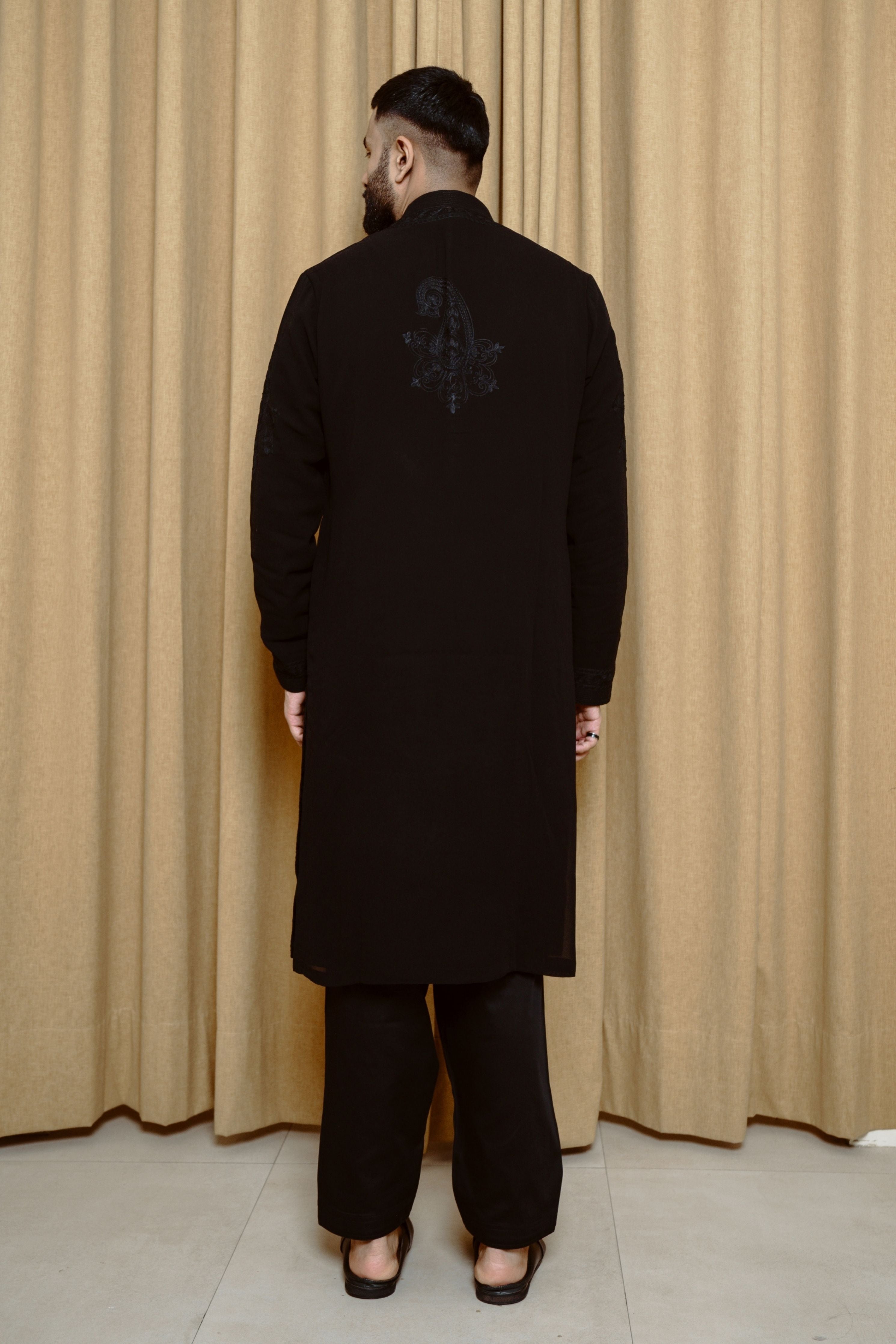 Black  Power Paisley Kurta Set