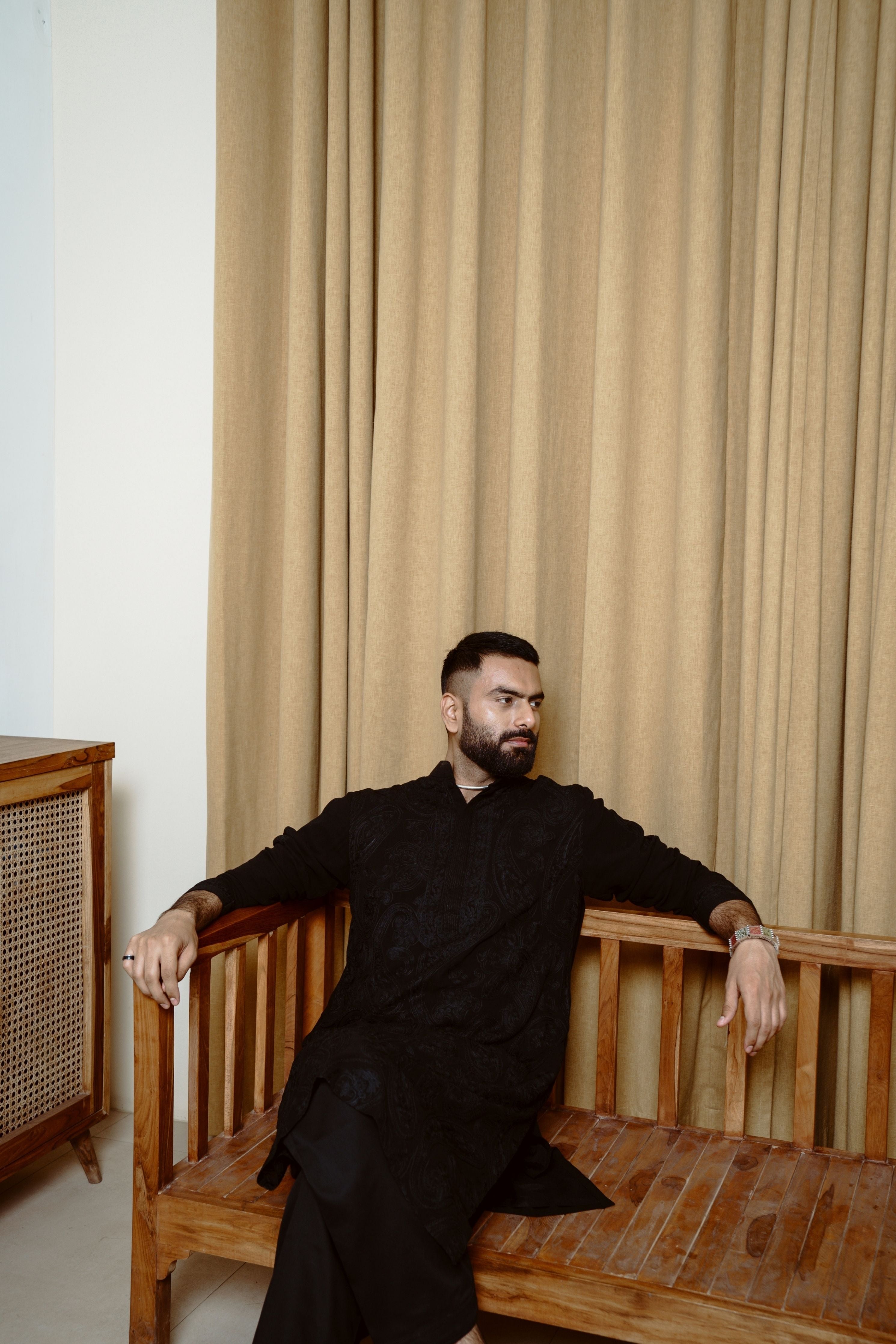 Black  Power Paisley Kurta Set