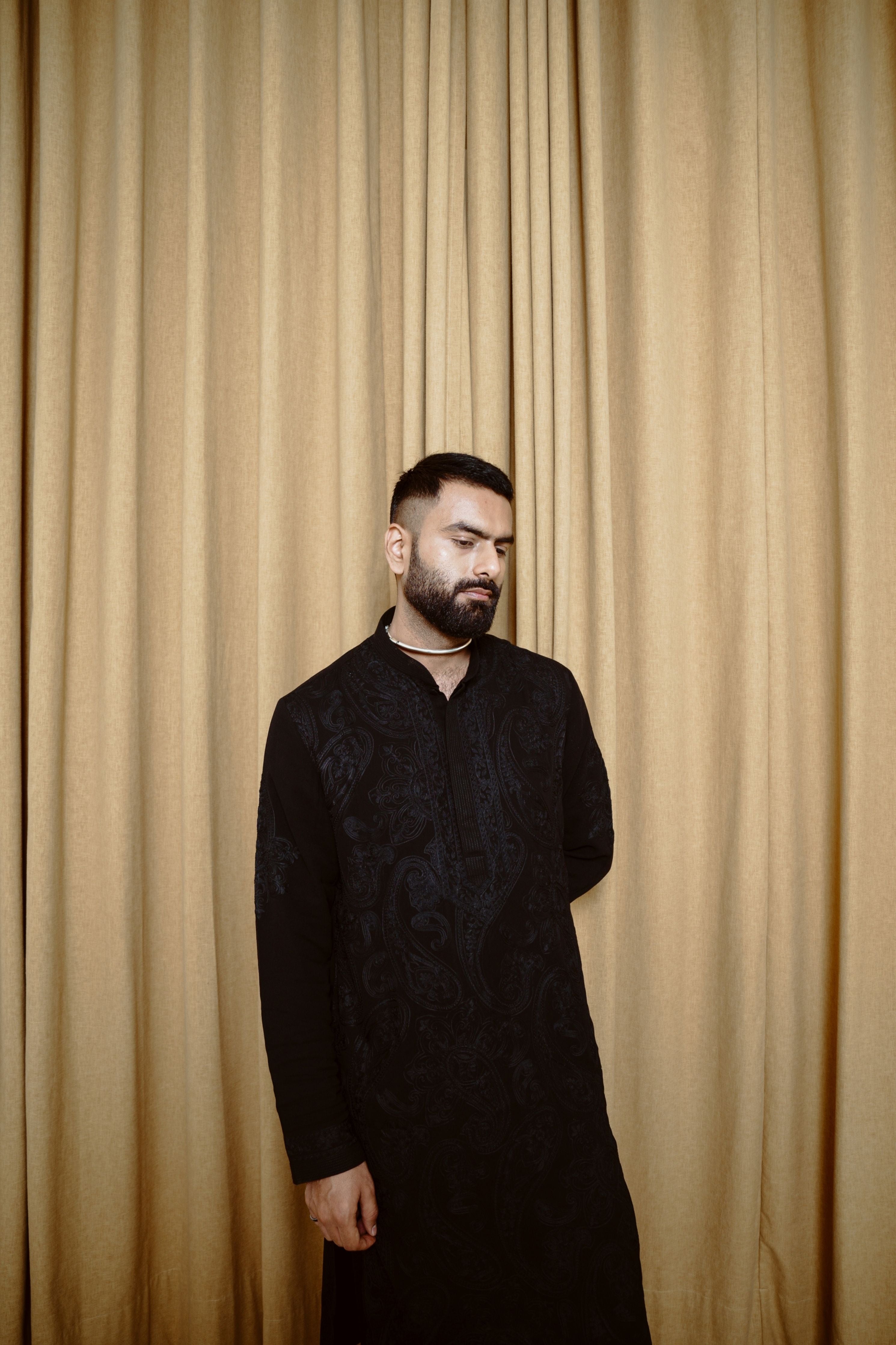 Black  Power Paisley Kurta Set