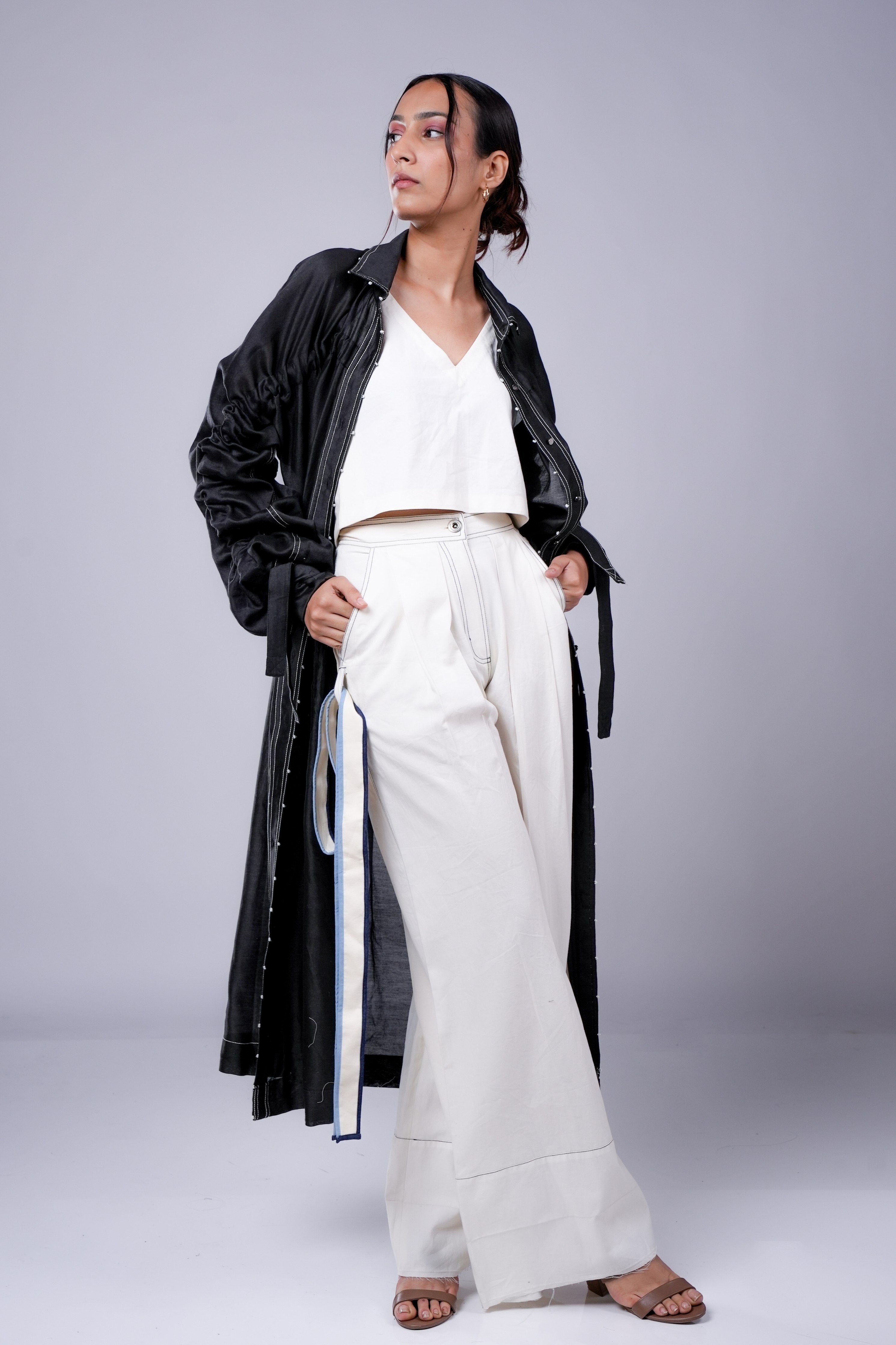 Black Robe Lapel Collar With Top