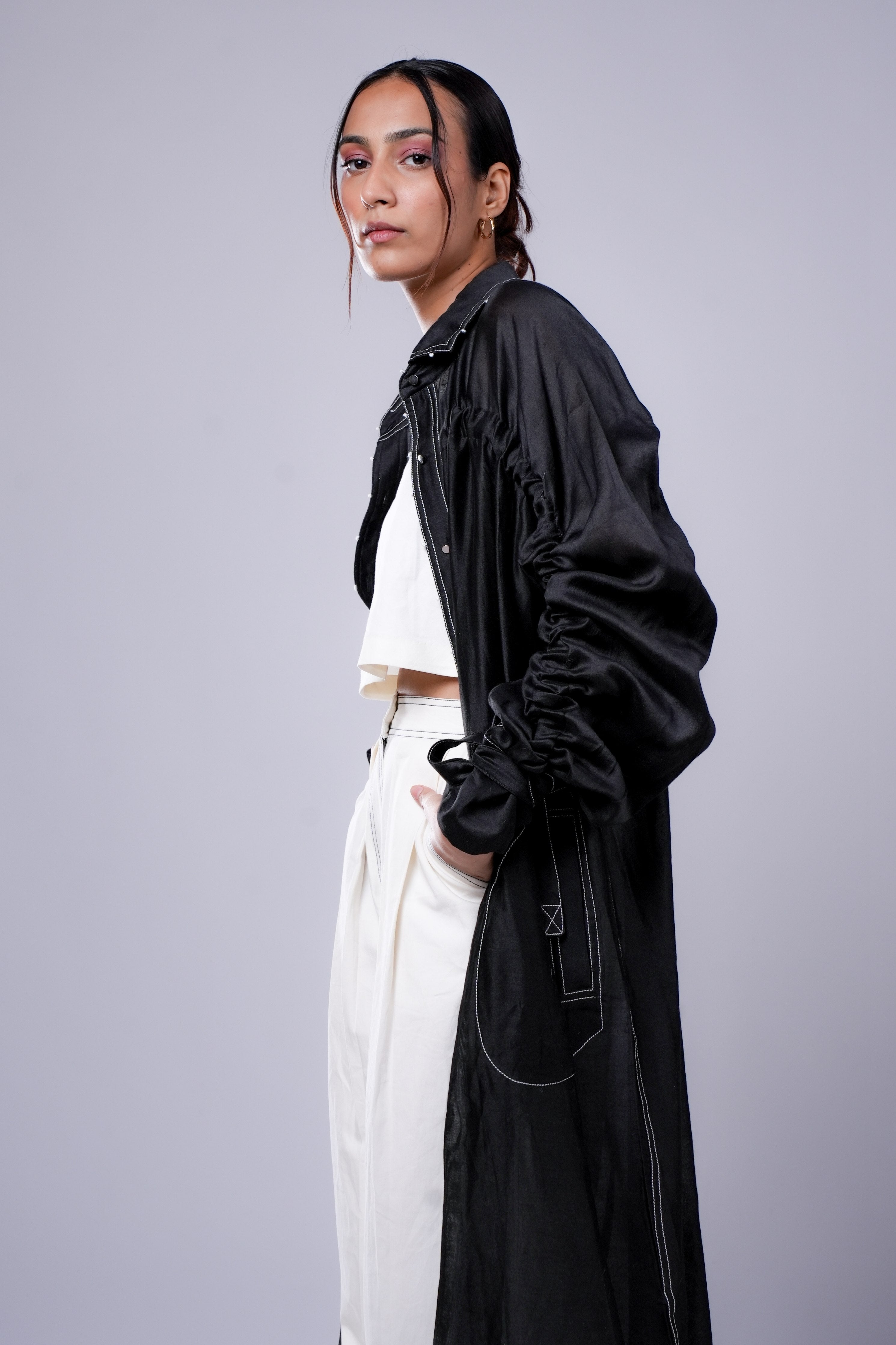 Black Robe Lapel Collar With Top