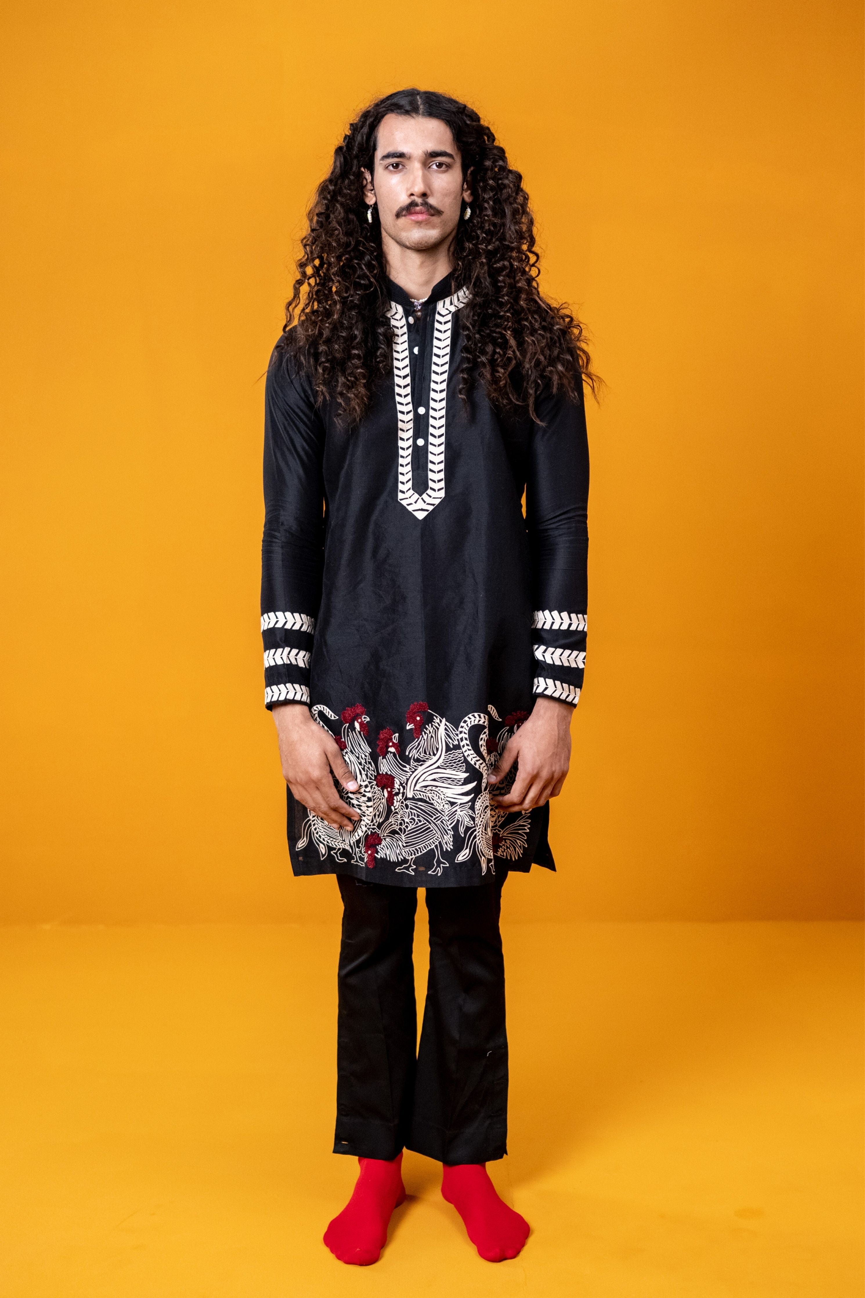 Black Rooster Trail Kurta Set