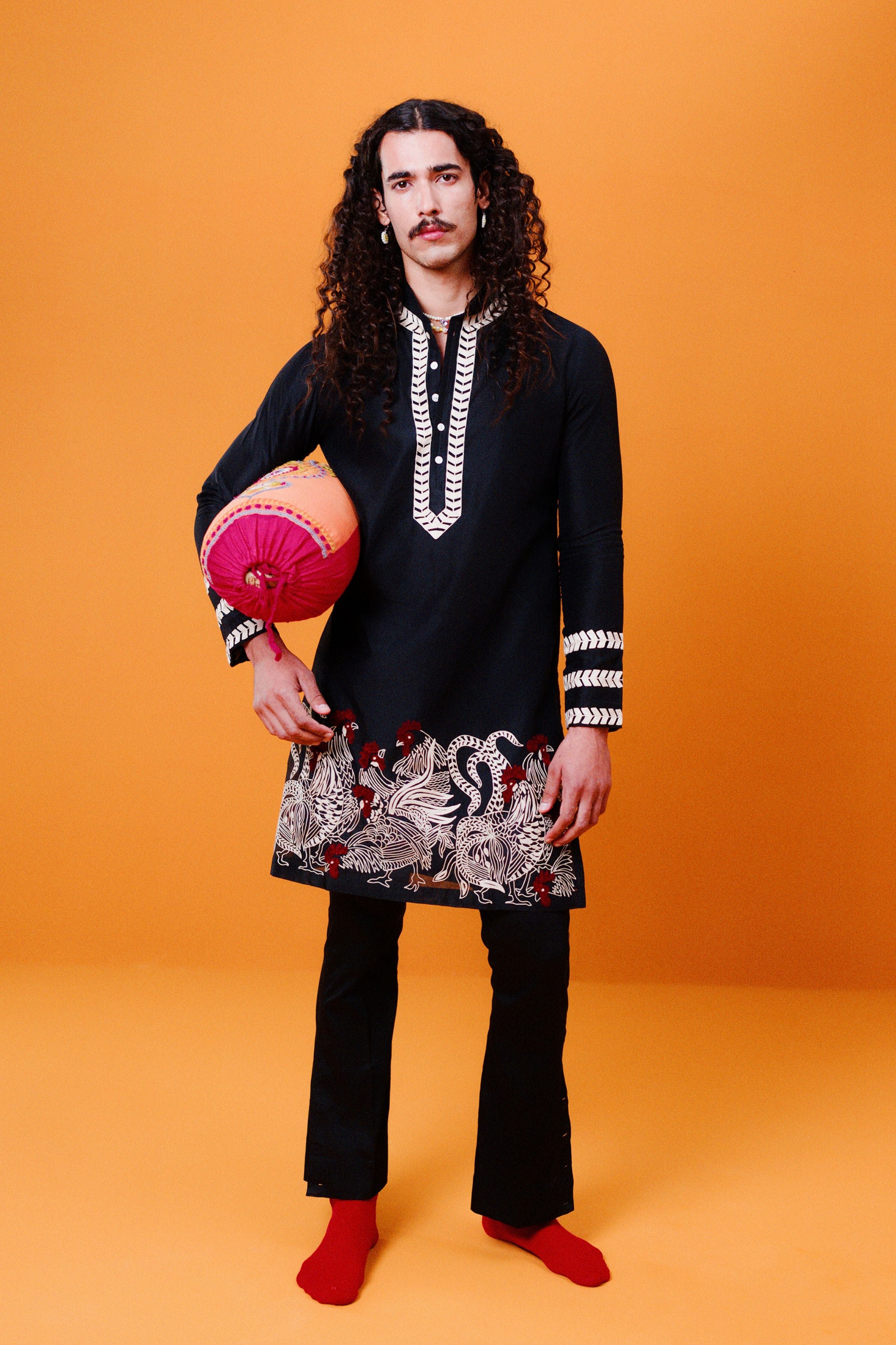 Black Rooster Trail Kurta Set
