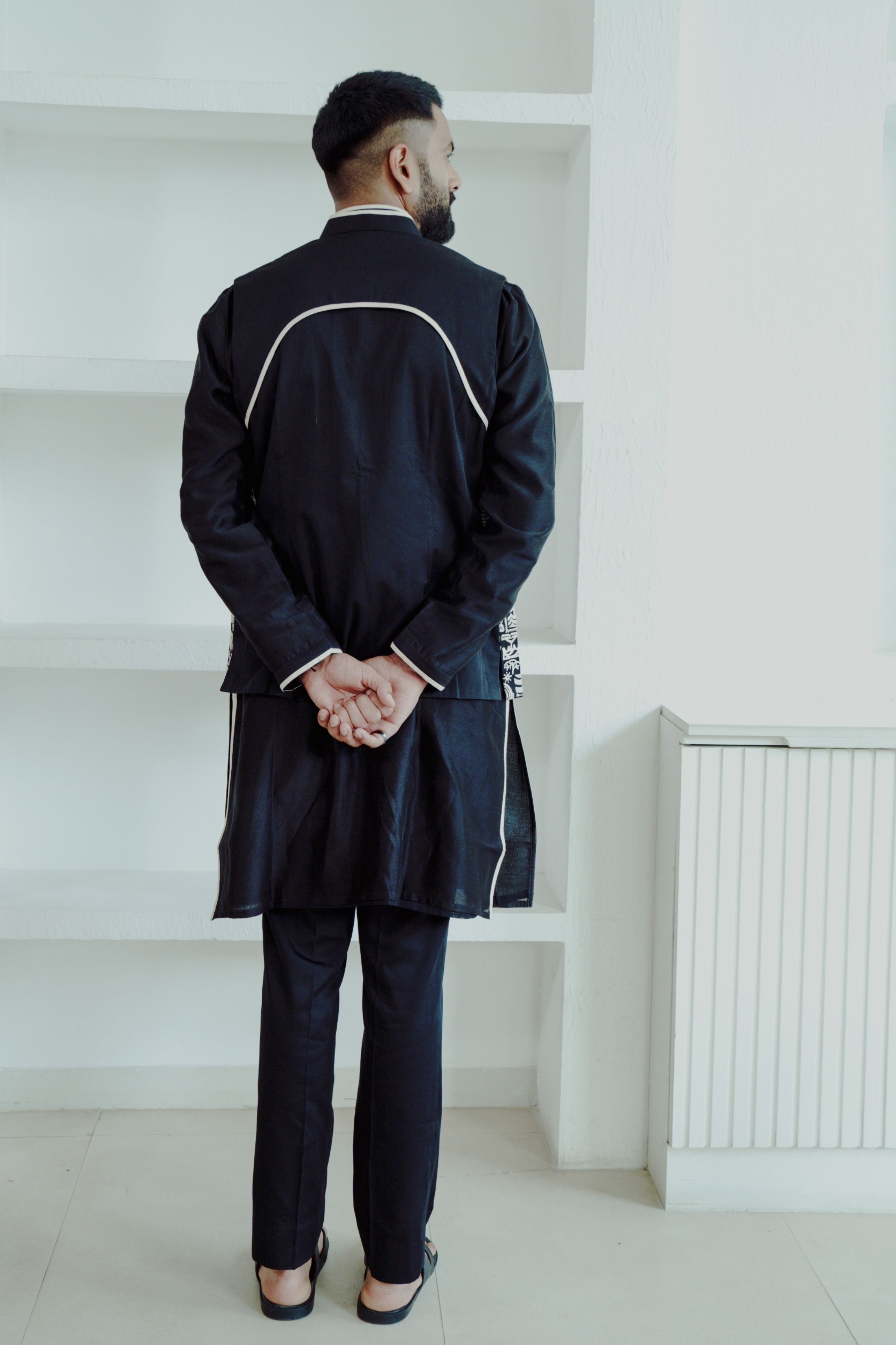 Black Stamps Kurta Set