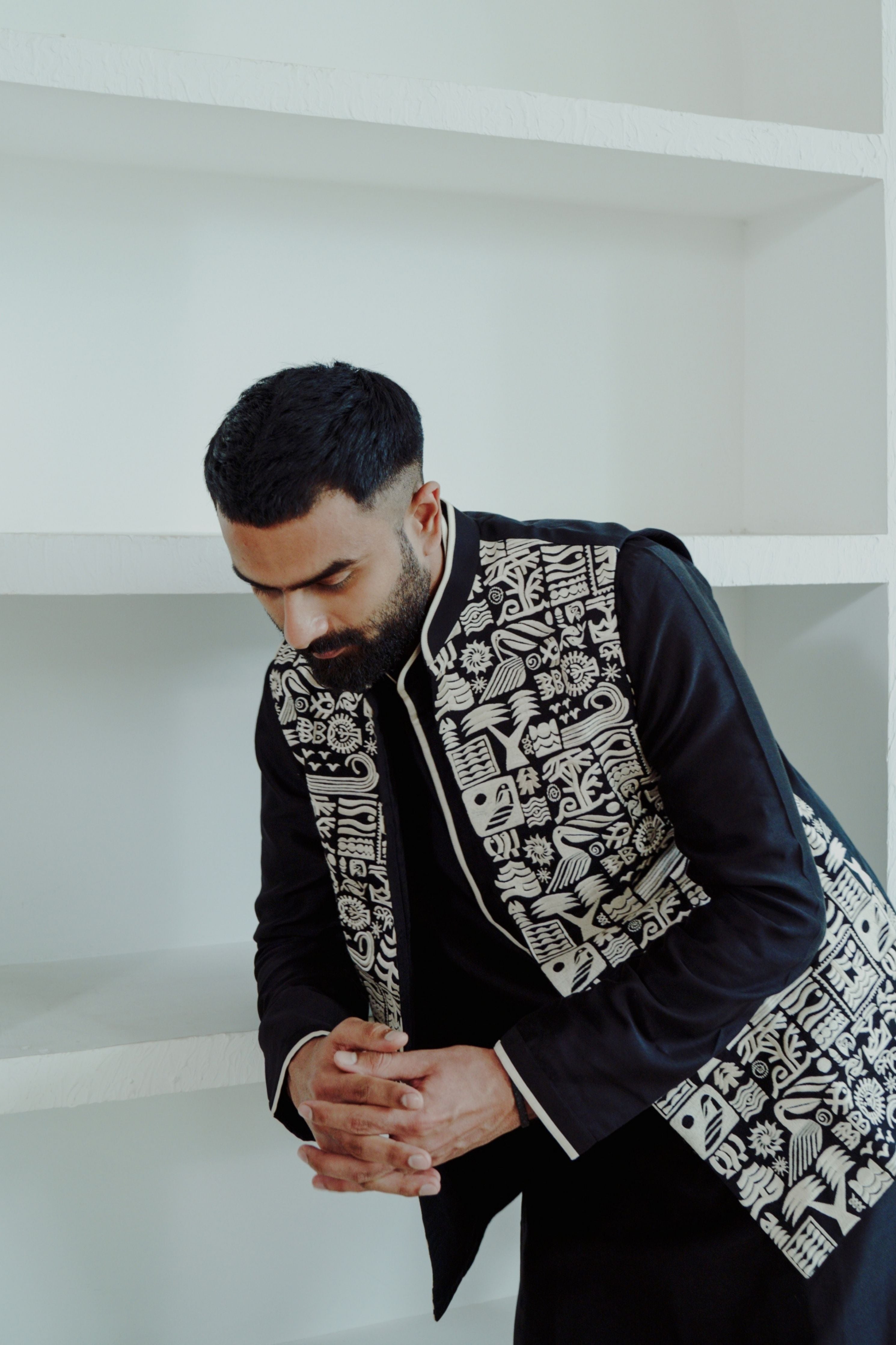 Black Stamps Kurta Set