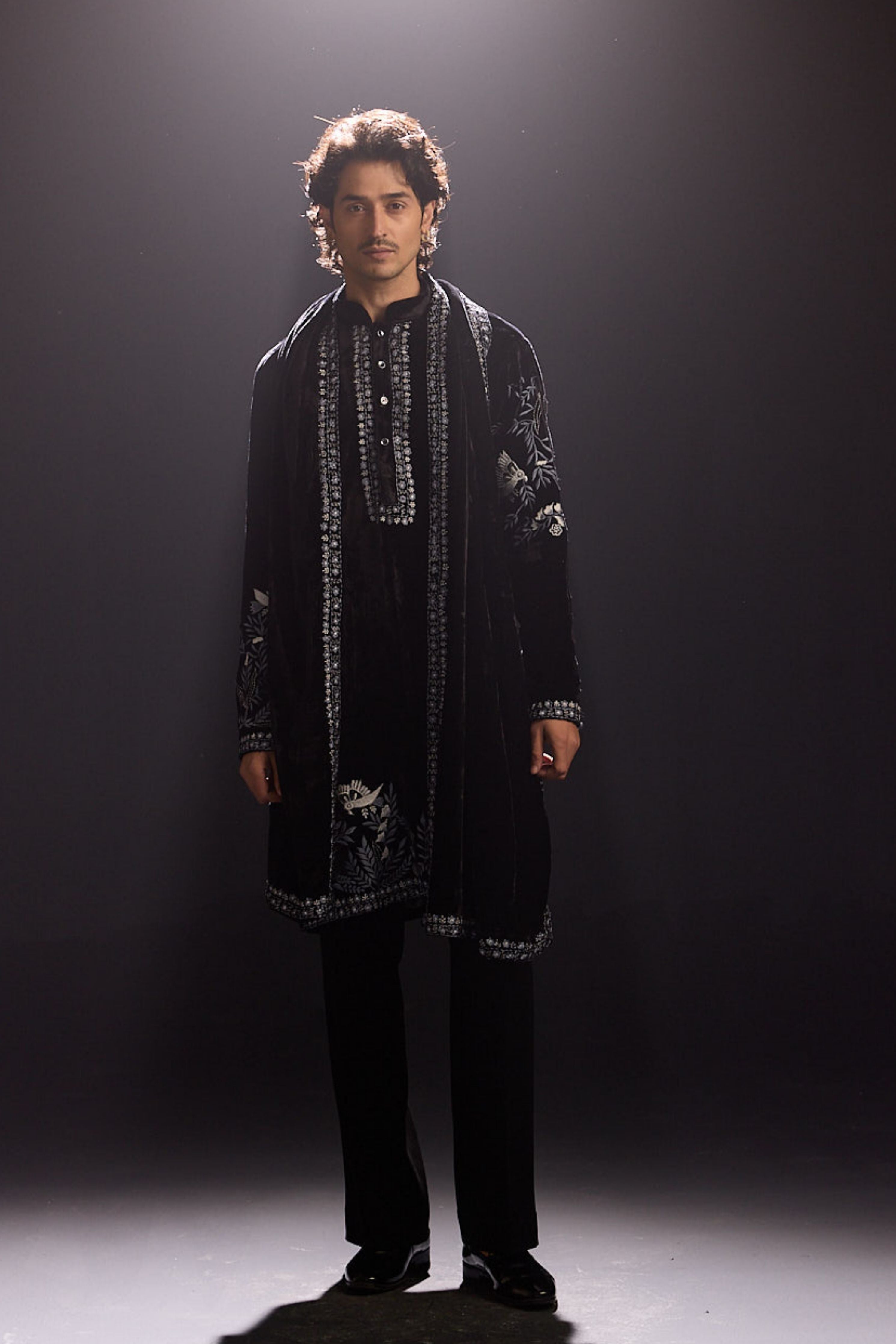 Black Velvet Kurta Set