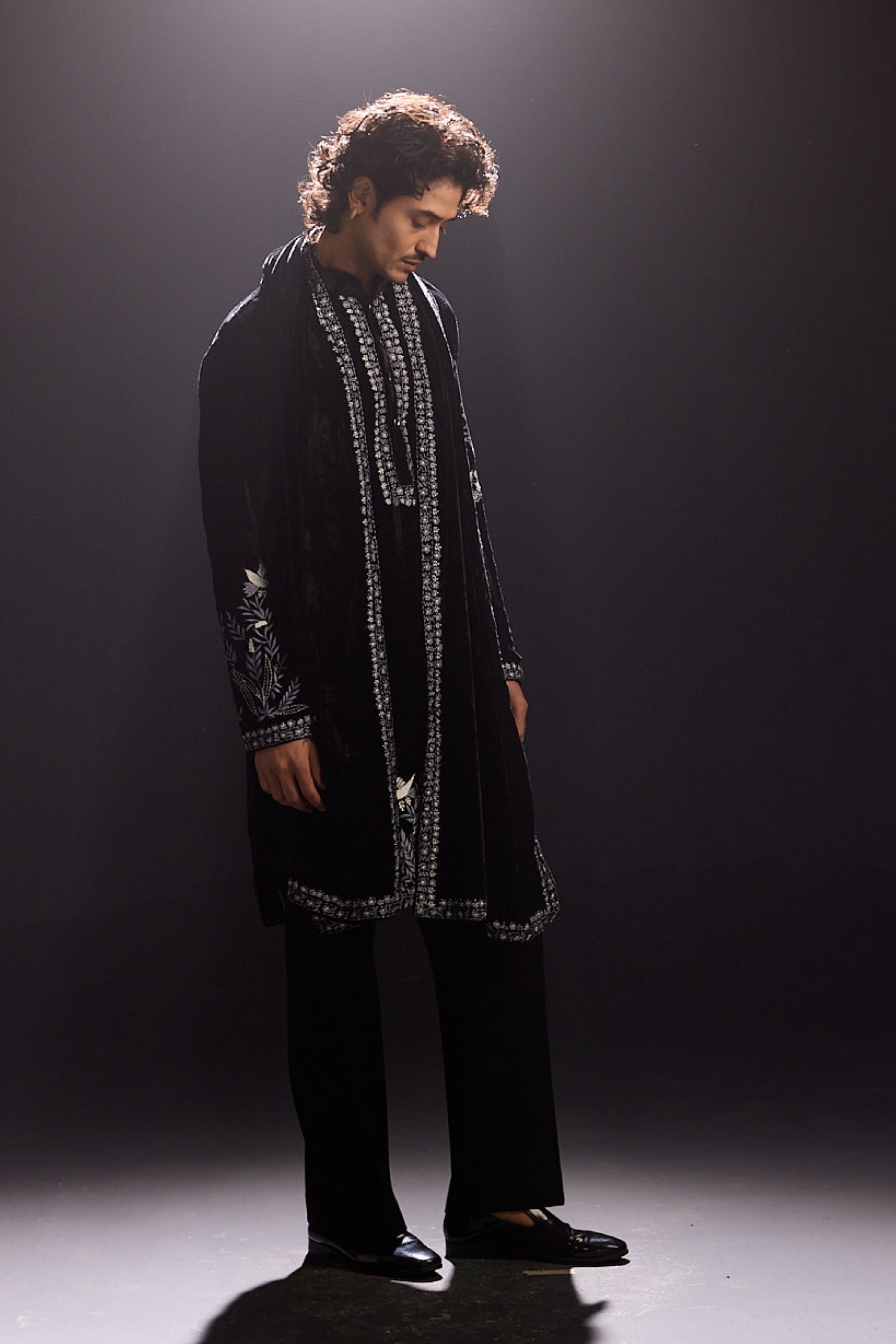 Black Velvet Kurta Set