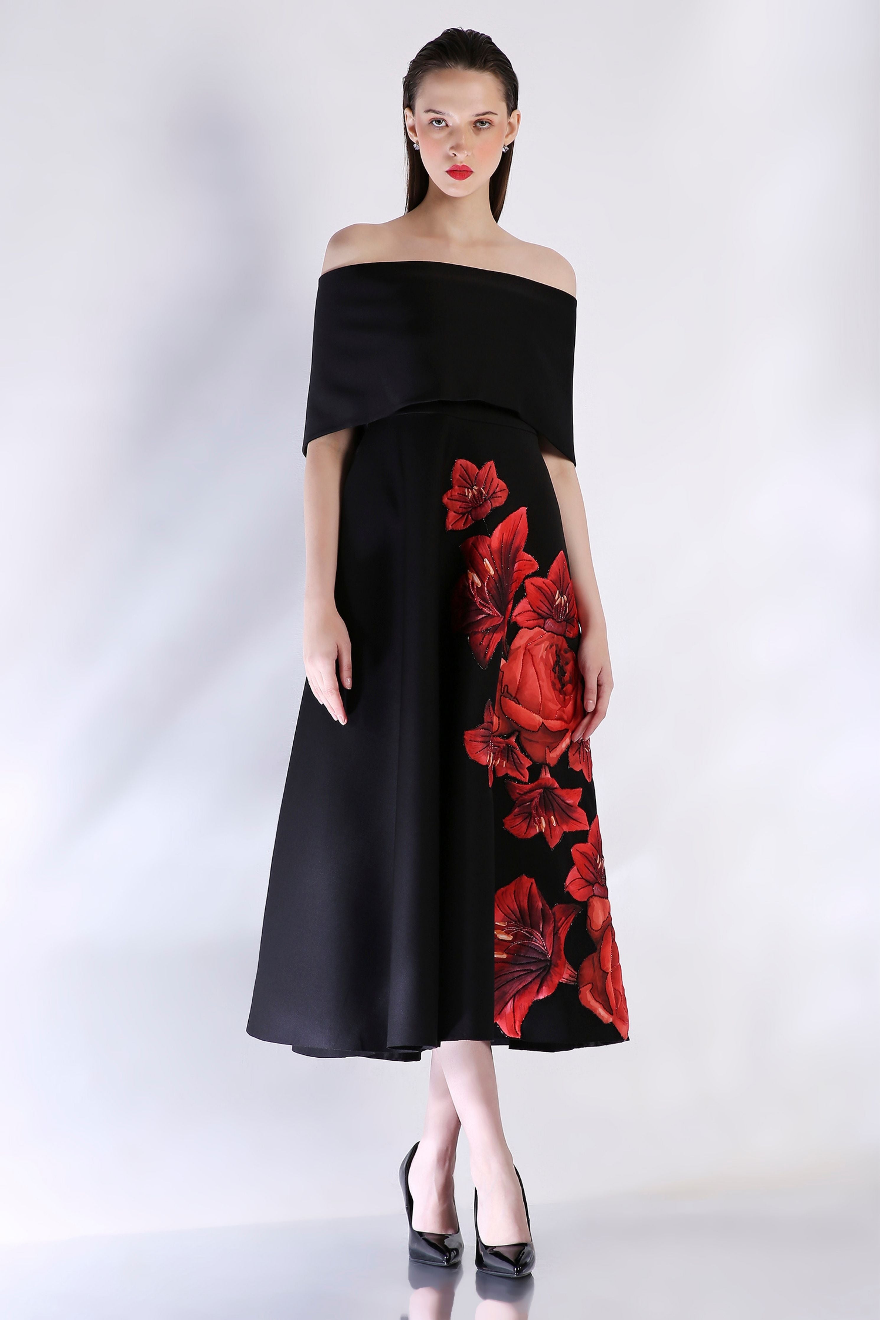Black Wrap Strapless Dress